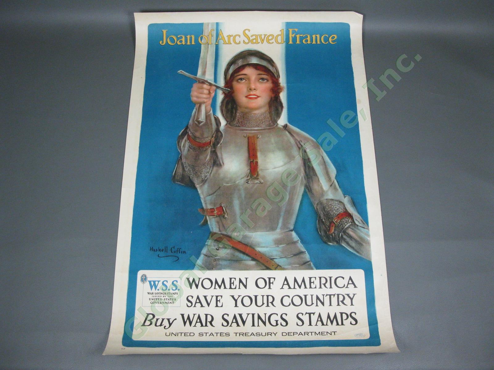Original WWI Joan of Arc Saved France Women America Haskell Coffin Litho Poster