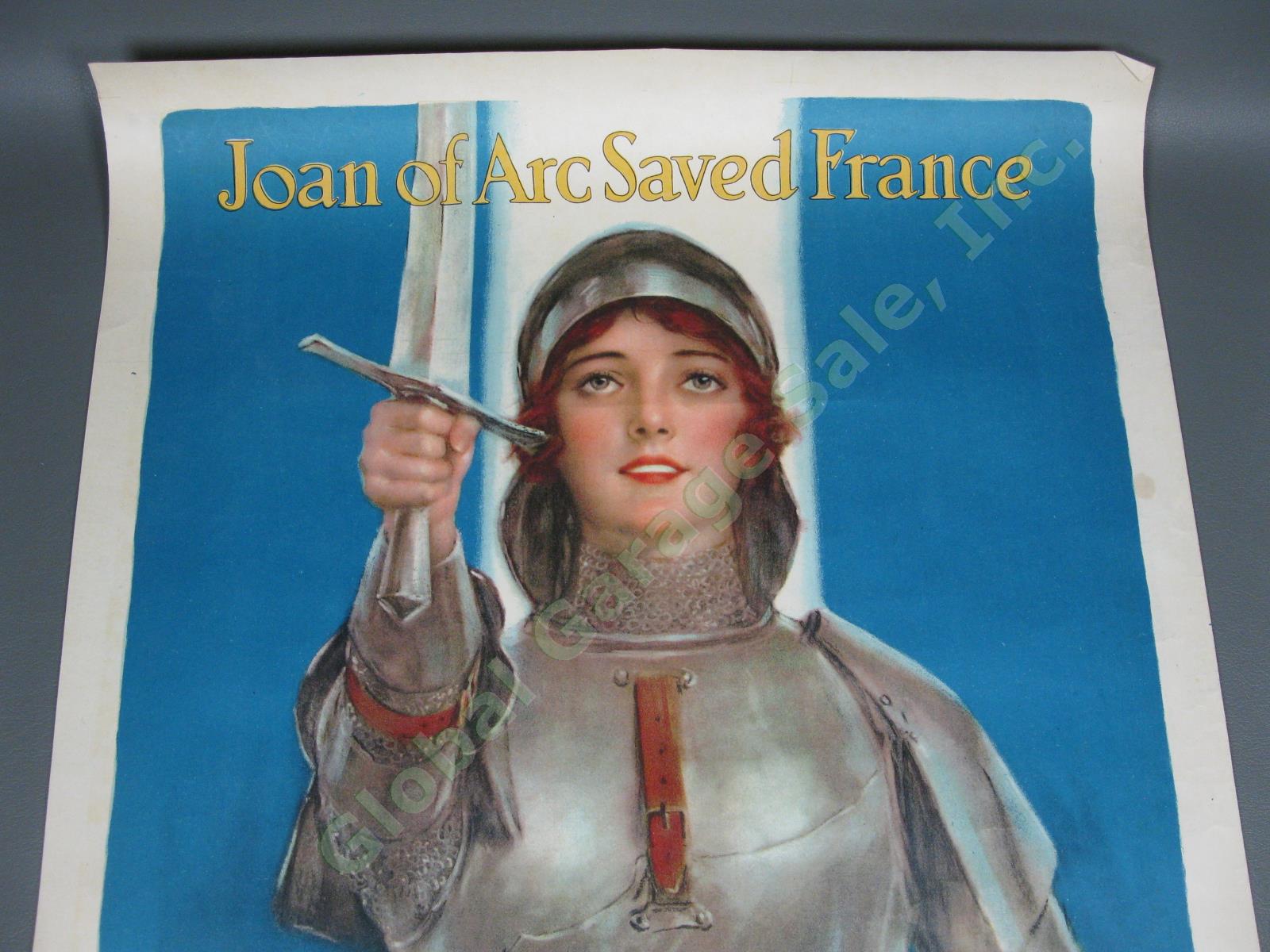 Original WWI Joan of Arc Saved France Women America Haskell Coffin Litho Poster 1