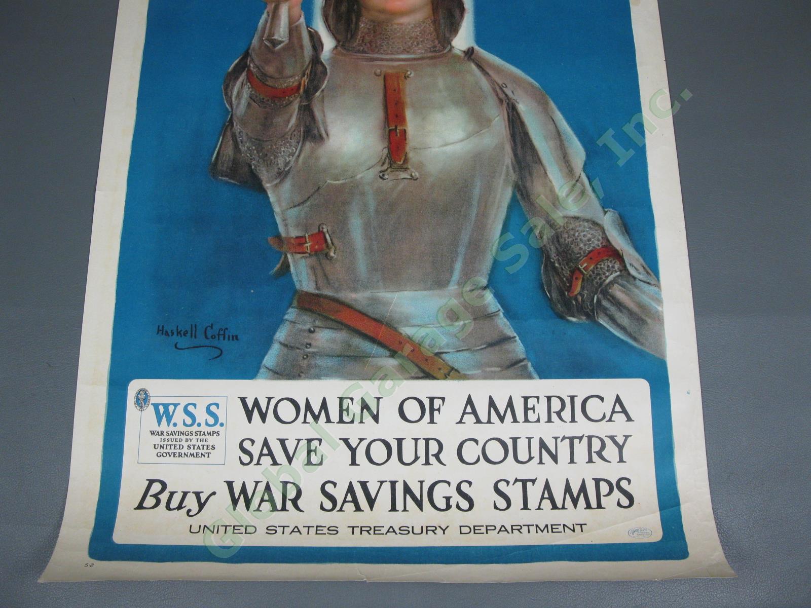 Original WWI Joan of Arc Saved France Women America Haskell Coffin Litho Poster 2