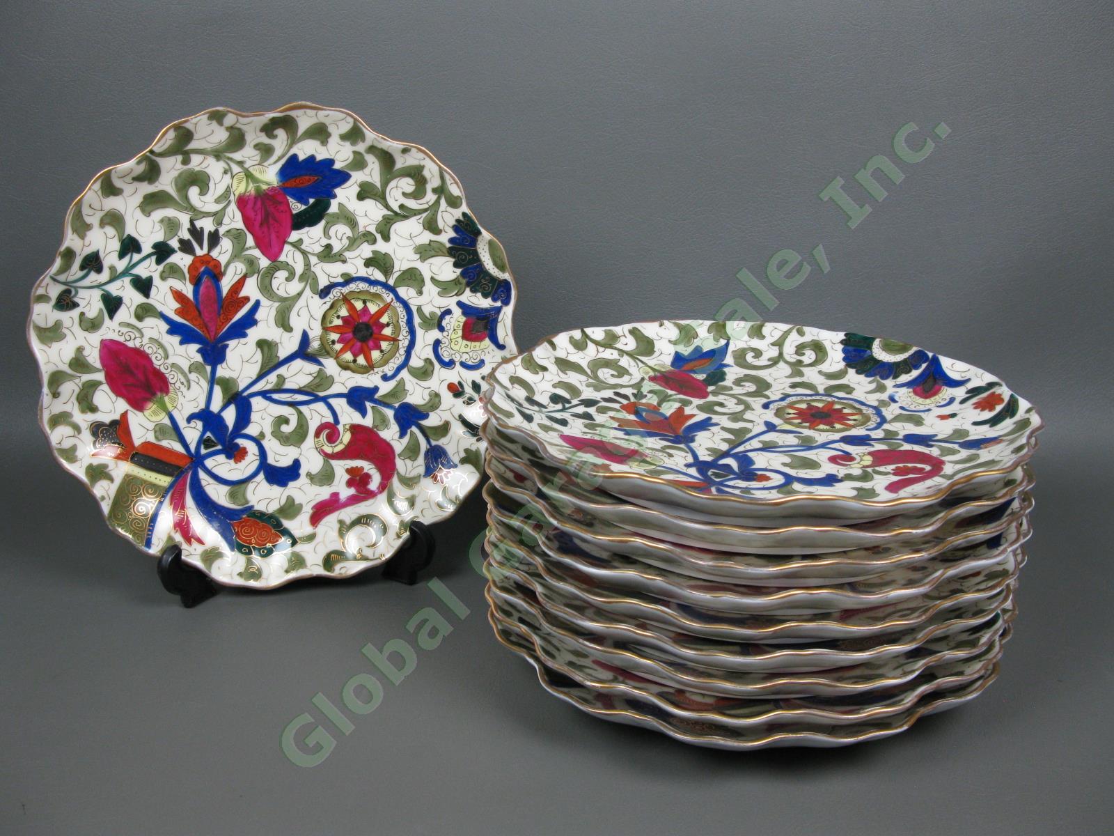 10 Antique 1800s CF Boseck Austria 9" Scalloped Dinner Salad Porcelain Plate Set