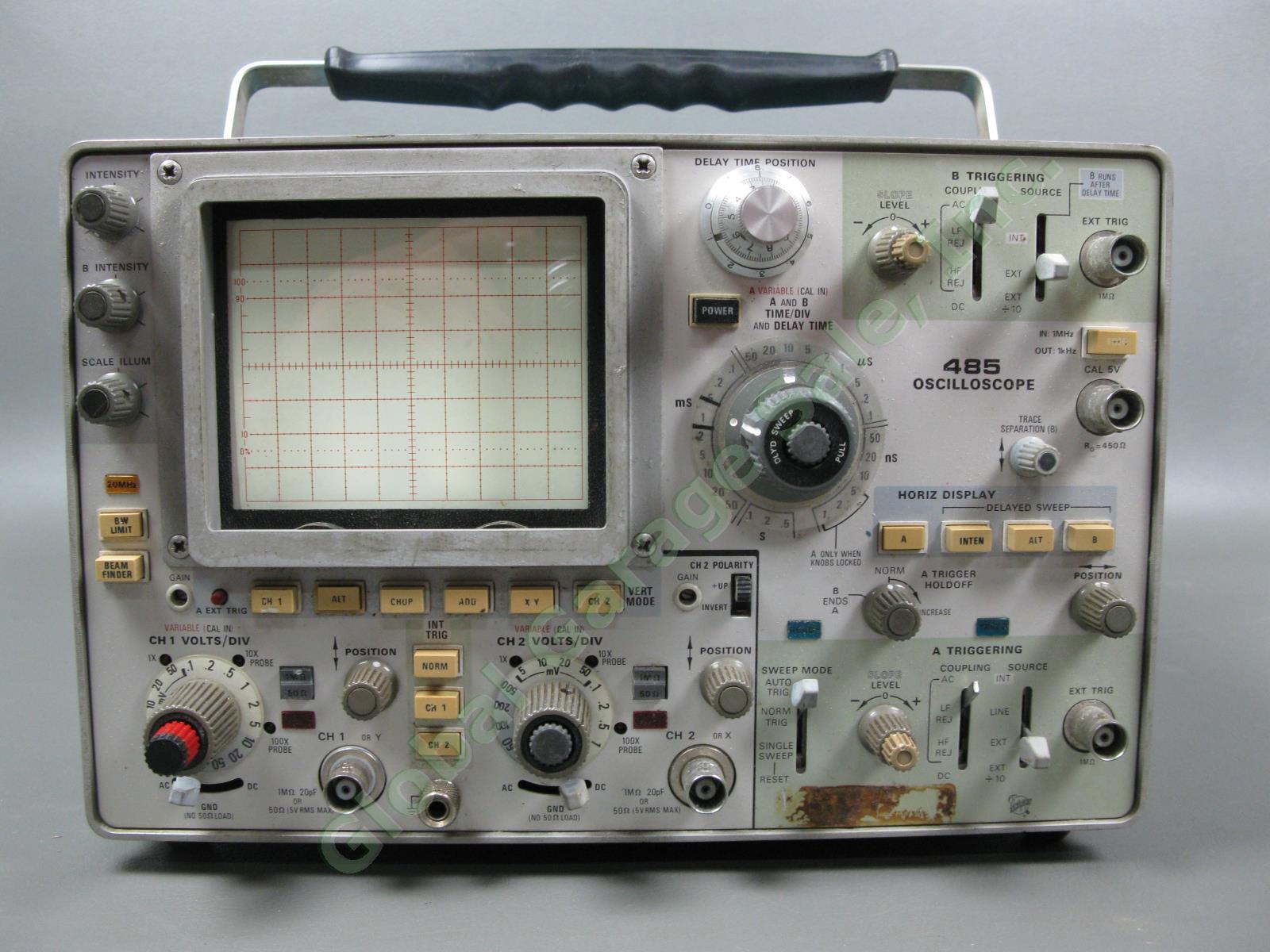Tektronix 485 2-Channel Dual-Trace Portable Analog Oscilloscope Parts/Repair NR 1