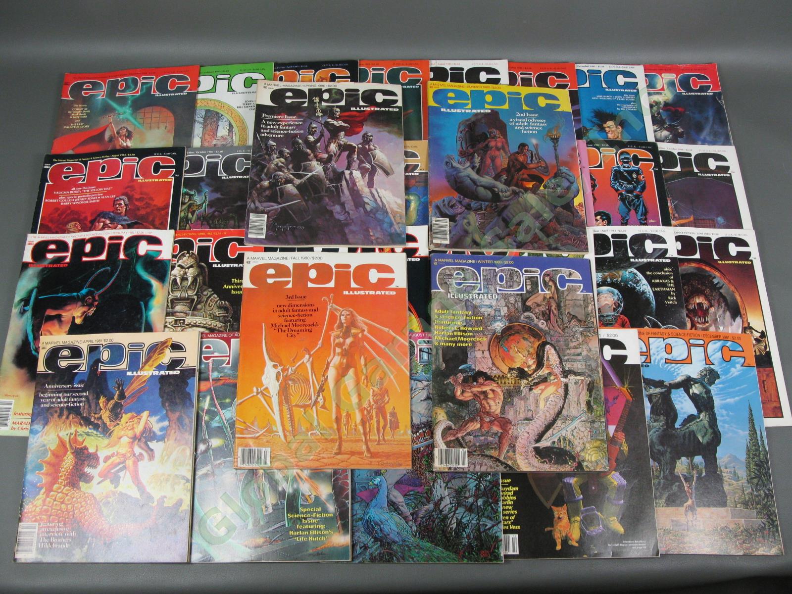 1980-1986 Epic Illustrated Marvel Fantasy Science Fiction Magazine Collection NR