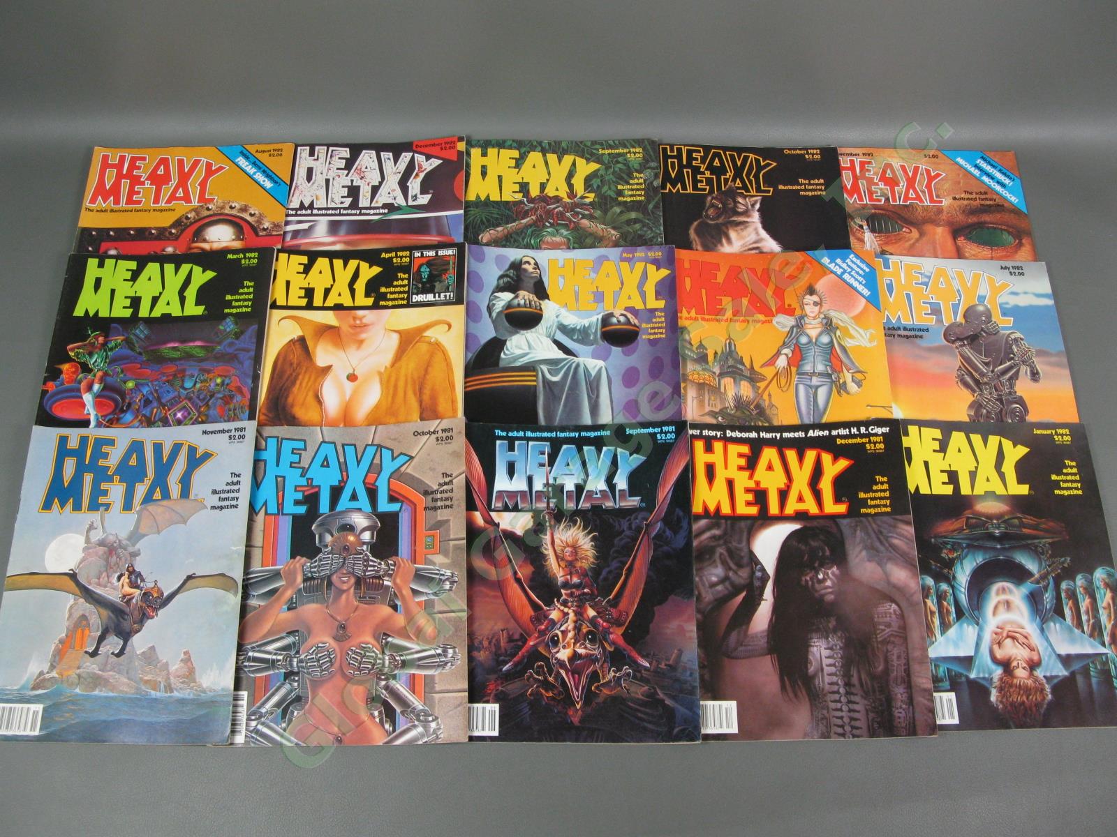 15 1981-82 Heavy Metal Adult Illustrated Fantasy Comic Magazine Issue Series Lot