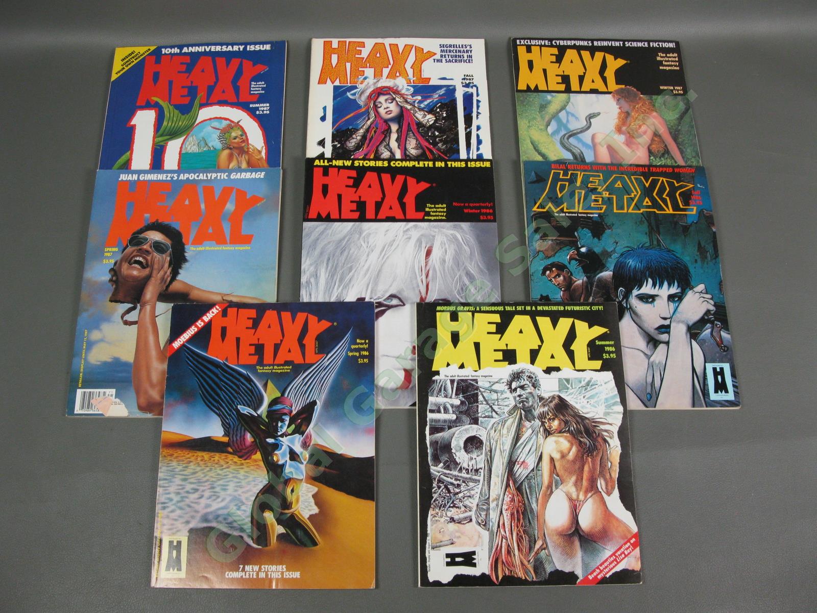 8 Complete 1986-1987 Heavy Metal Adult Illustrated Fantasy Comic Magazine Lot NR