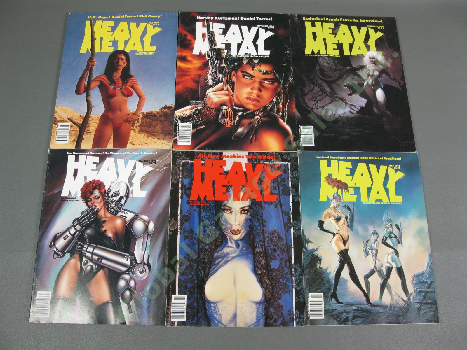 12 Complete 1990-1991 Heavy Metal Adult Illustrated Fantasy Comic Magazine Lot 1