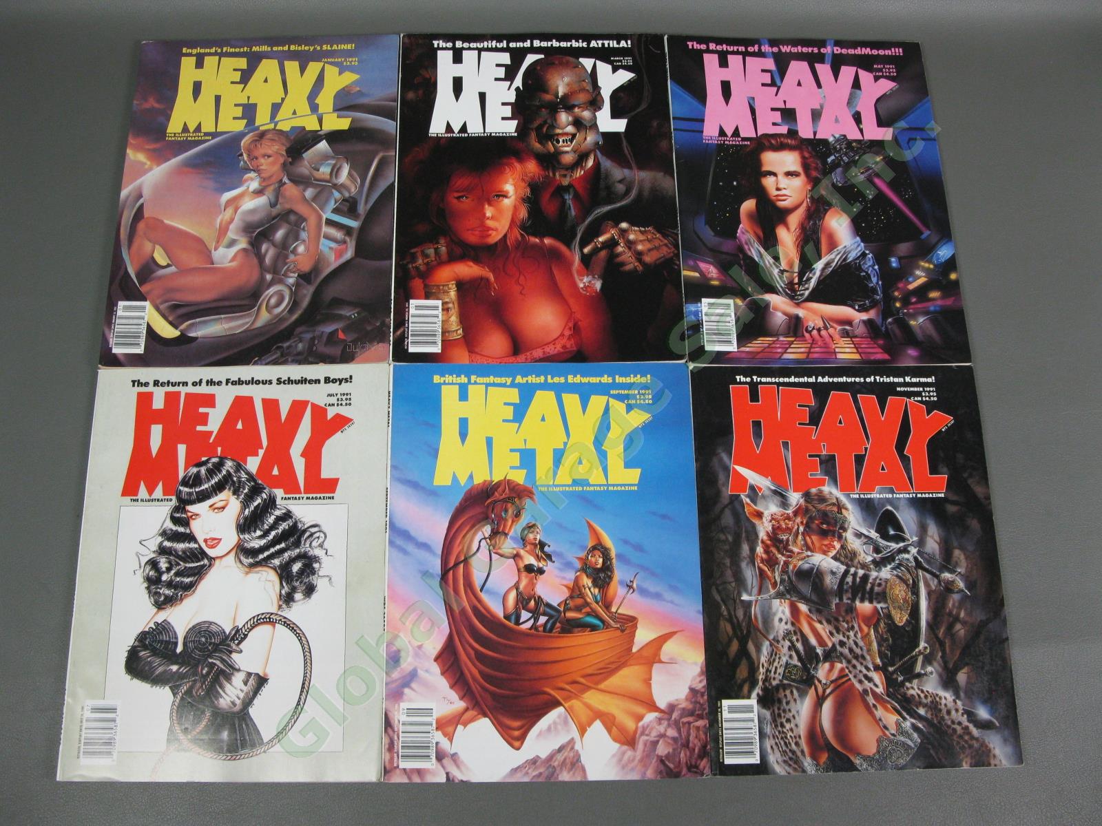 12 Complete 1990-1991 Heavy Metal Adult Illustrated Fantasy Comic Magazine Lot 2