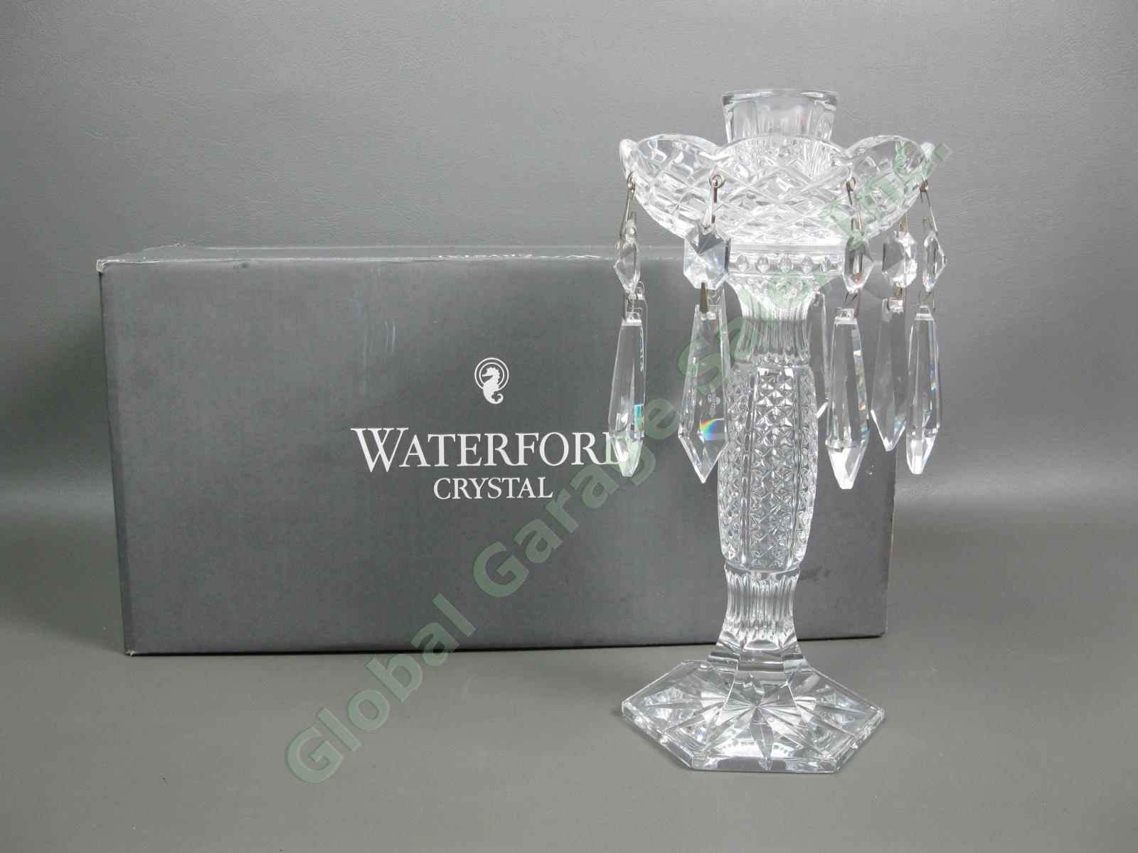 Waterford Crystal Tara 10" Candelabra Diamond Wedge Drops Candlestick Holder NR