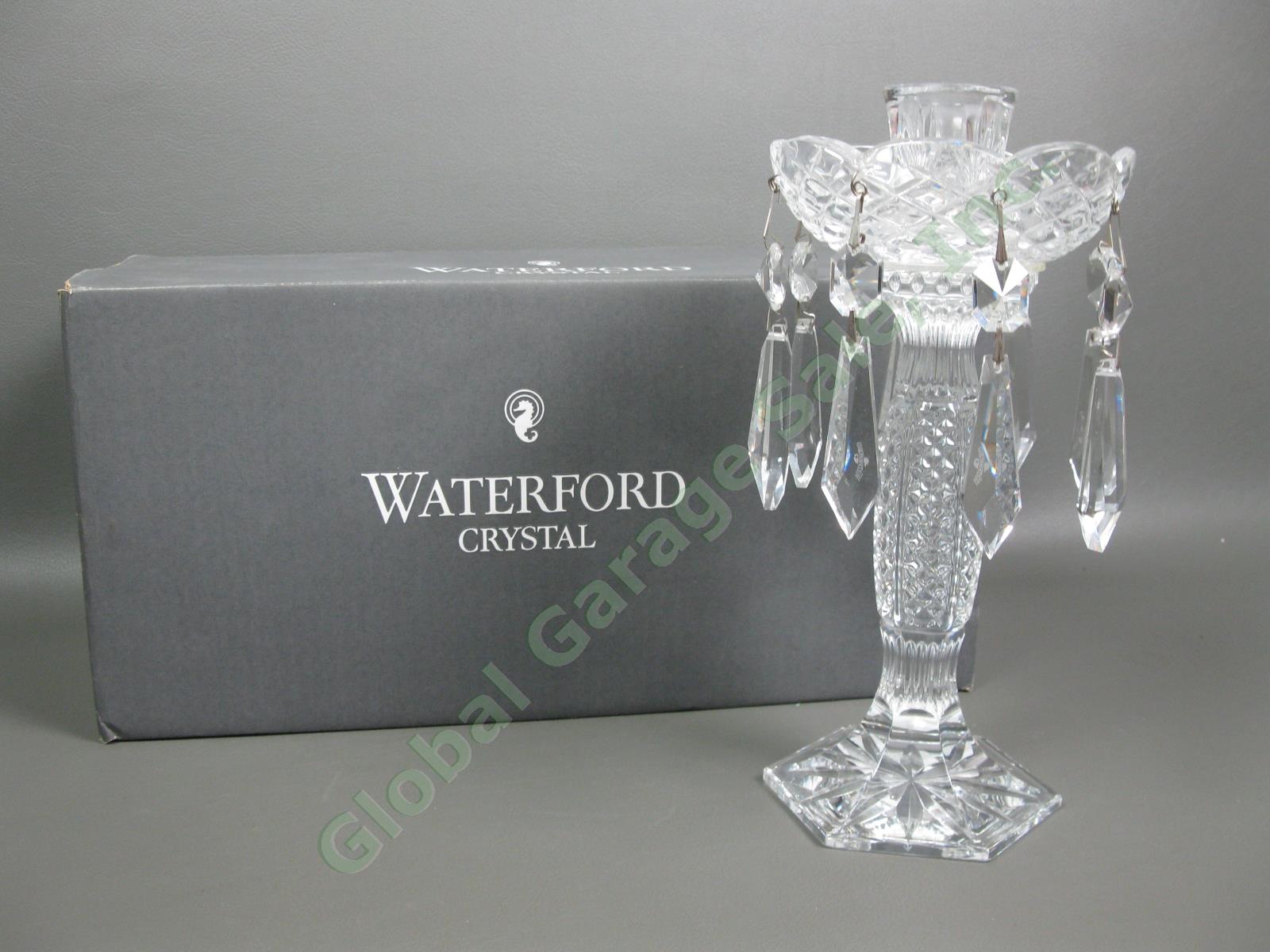 Waterford Crystal Tara 10" Candelabra Diamond Wedge Drops Candlestick Holder NR