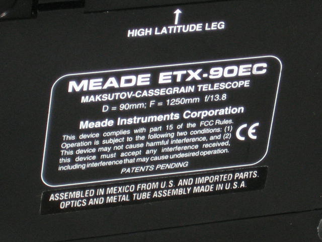 Meade ETX-90EC Telescope Deluxe Field Tripod Autostar + 7