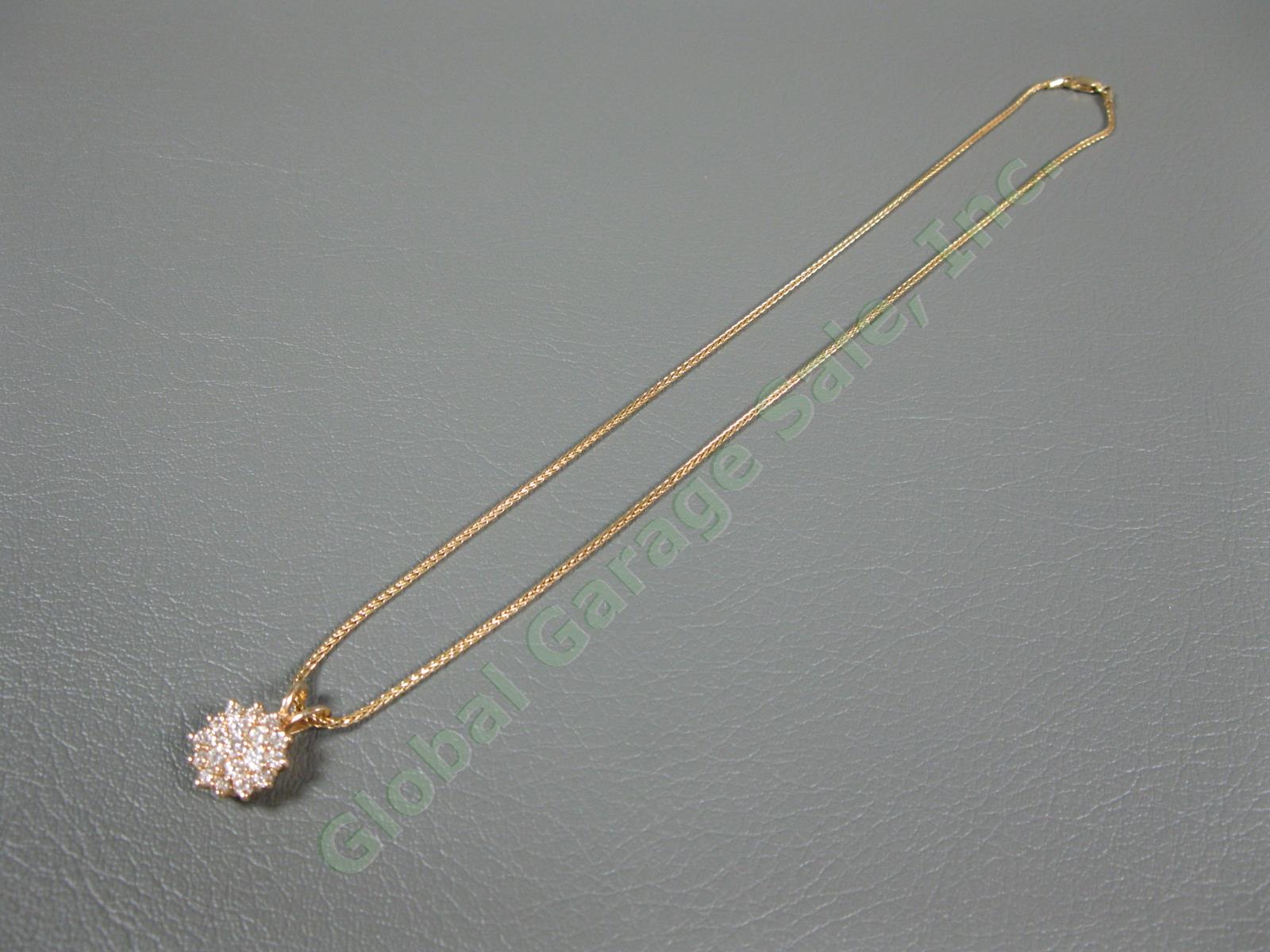 GCJ 14k Yellow Gold 19-Diamond Starburst Pendant Franciscan Weave Necklace 5g NR 4