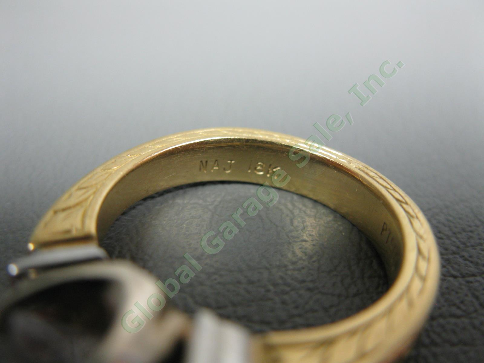 NAJ 18k Yellow Gold CZ Cubic Zirconia PT900 Platinum 7-1/2 Engagement Ring 9.5g 1