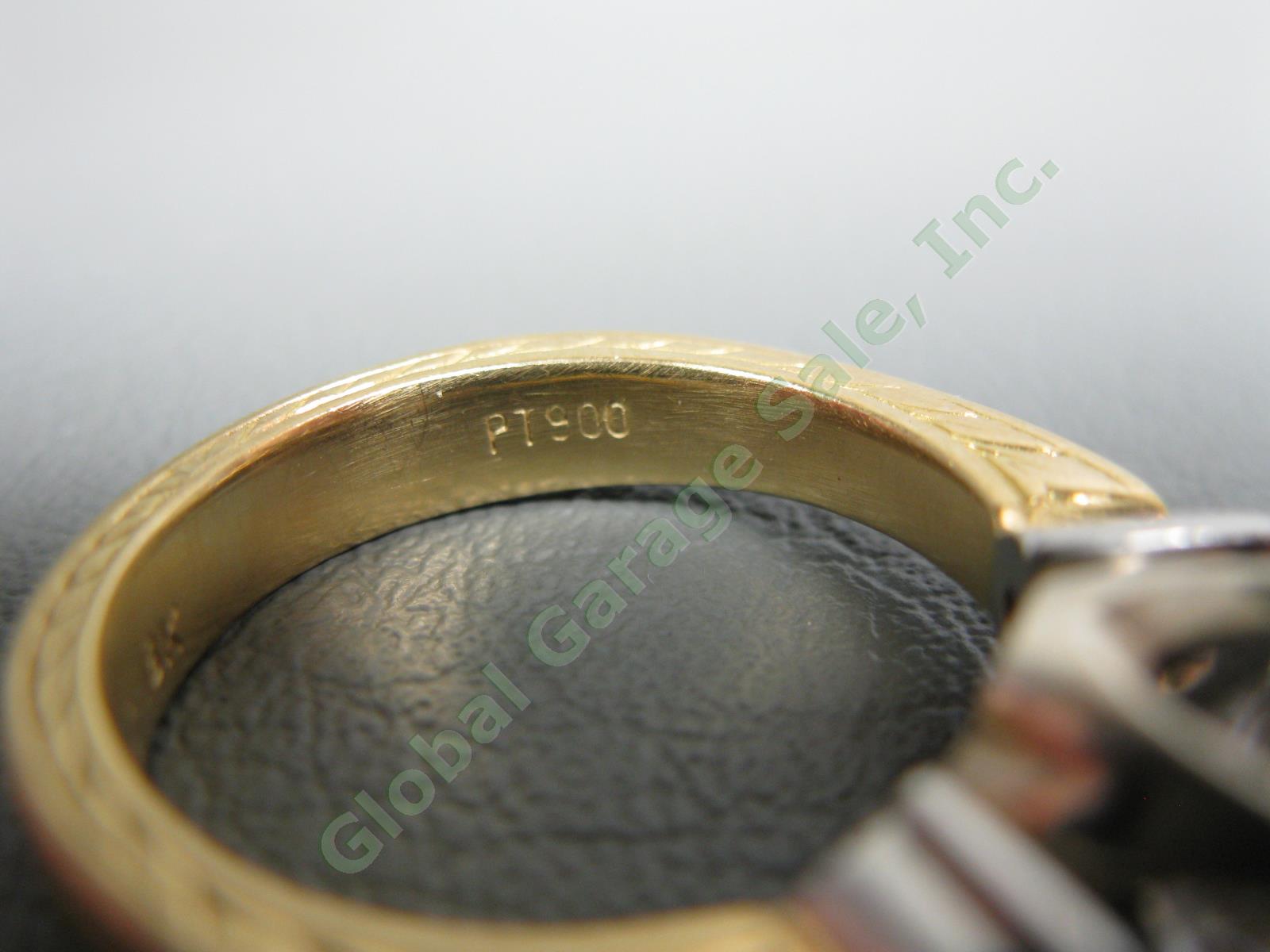 NAJ 18k Yellow Gold CZ Cubic Zirconia PT900 Platinum 7-1/2 Engagement Ring 9.5g 2