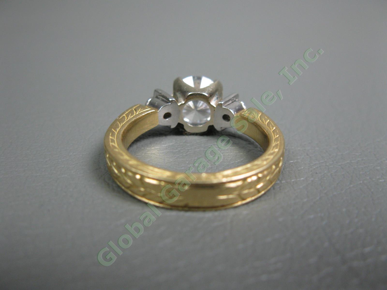 NAJ 18k Yellow Gold CZ Cubic Zirconia PT900 Platinum 7-1/2 Engagement Ring 9.5g 3