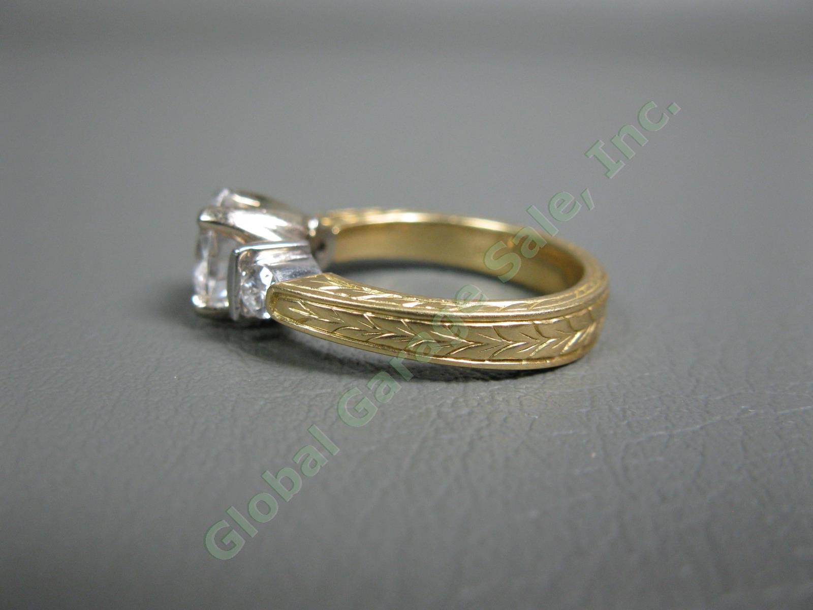 NAJ 18k Yellow Gold CZ Cubic Zirconia PT900 Platinum 7-1/2 Engagement Ring 9.5g 4