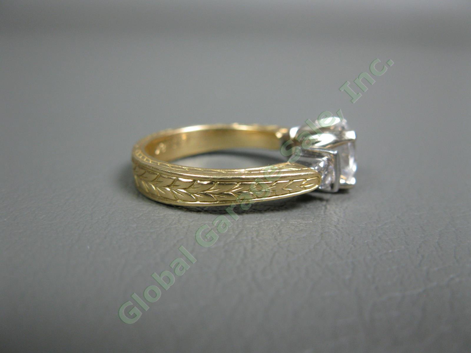 NAJ 18k Yellow Gold CZ Cubic Zirconia PT900 Platinum 7-1/2 Engagement Ring 9.5g 5