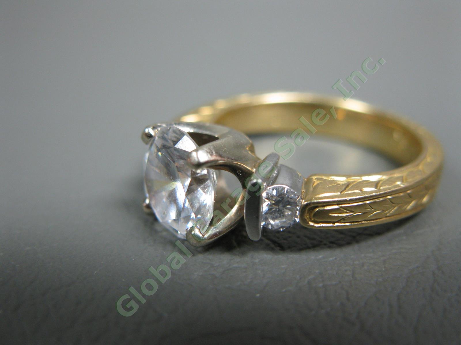 NAJ 18k Yellow Gold CZ Cubic Zirconia PT900 Platinum 7-1/2 Engagement Ring 9.5g 7