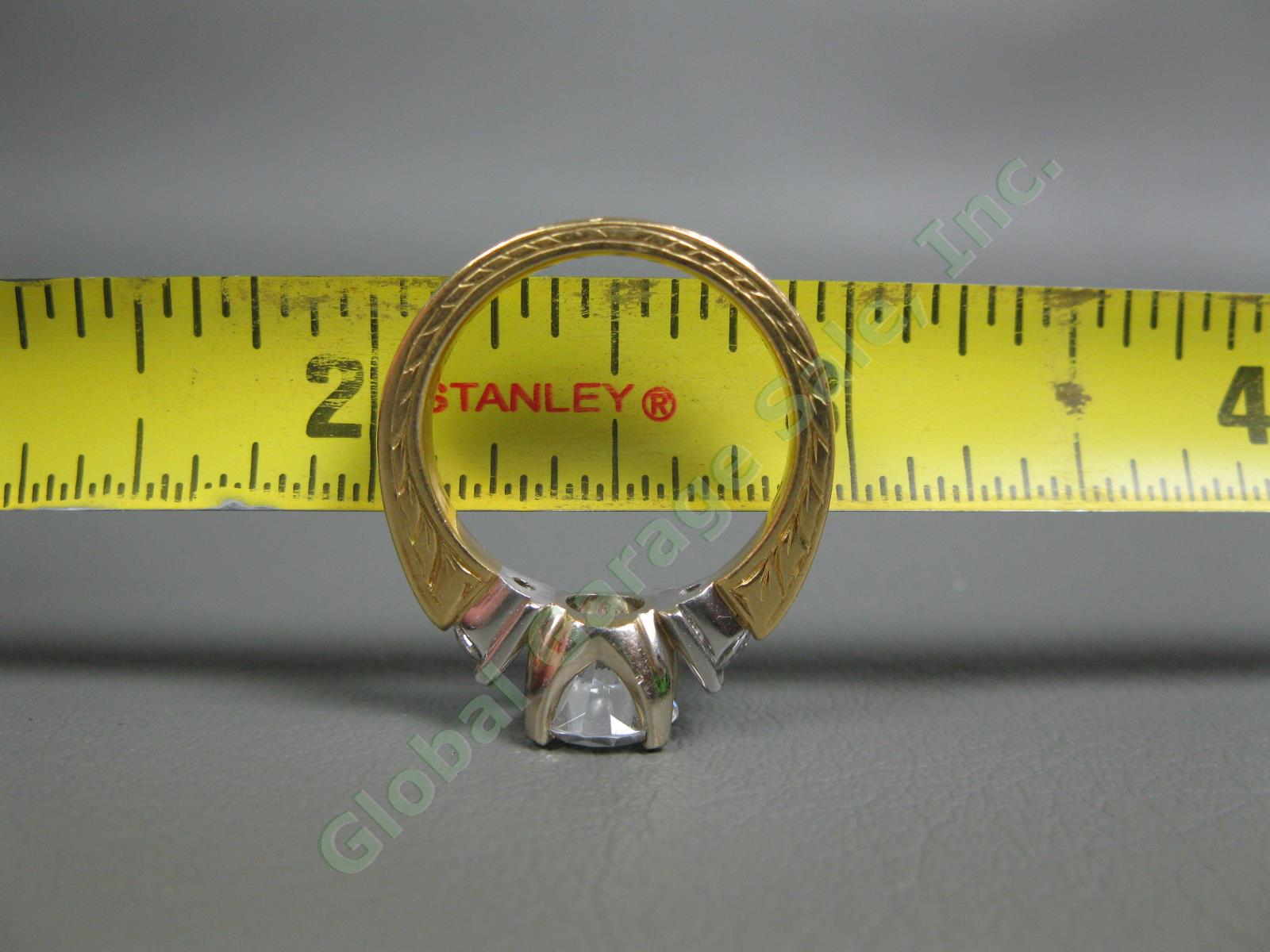 NAJ 18k Yellow Gold CZ Cubic Zirconia PT900 Platinum 7-1/2 Engagement Ring 9.5g 8