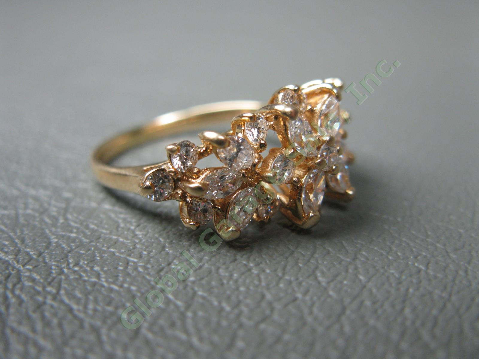 Magic-Glo 14K Yellow Gold 25-Diamond Sz 6-1/2 Cocktail Ring Jewelry 3.6 Grams NR 5