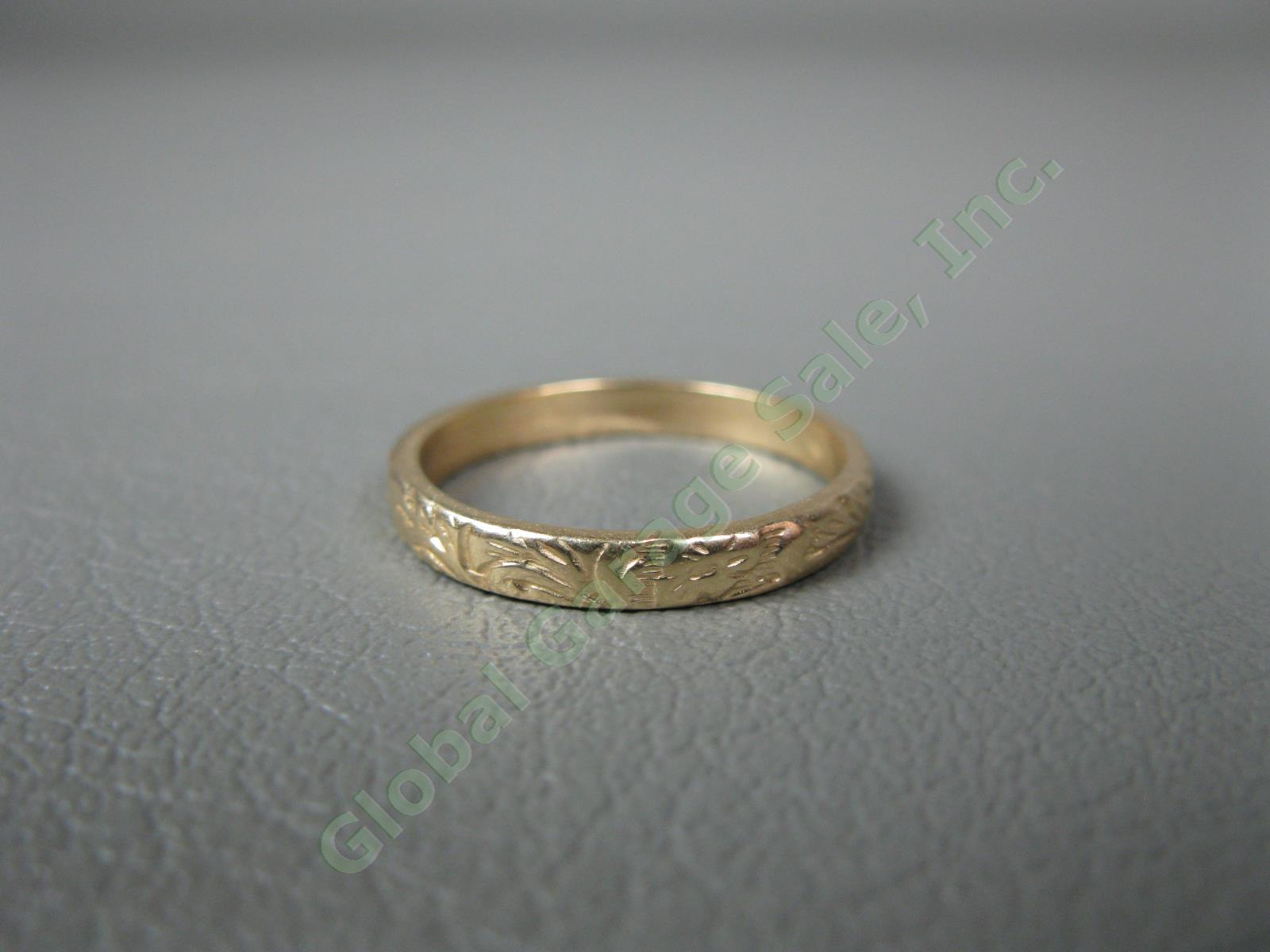 14K Solid Yellow Gold Size 7-1/4 Engraved Mens Gents Wedding Band Ring 2.6 Grams
