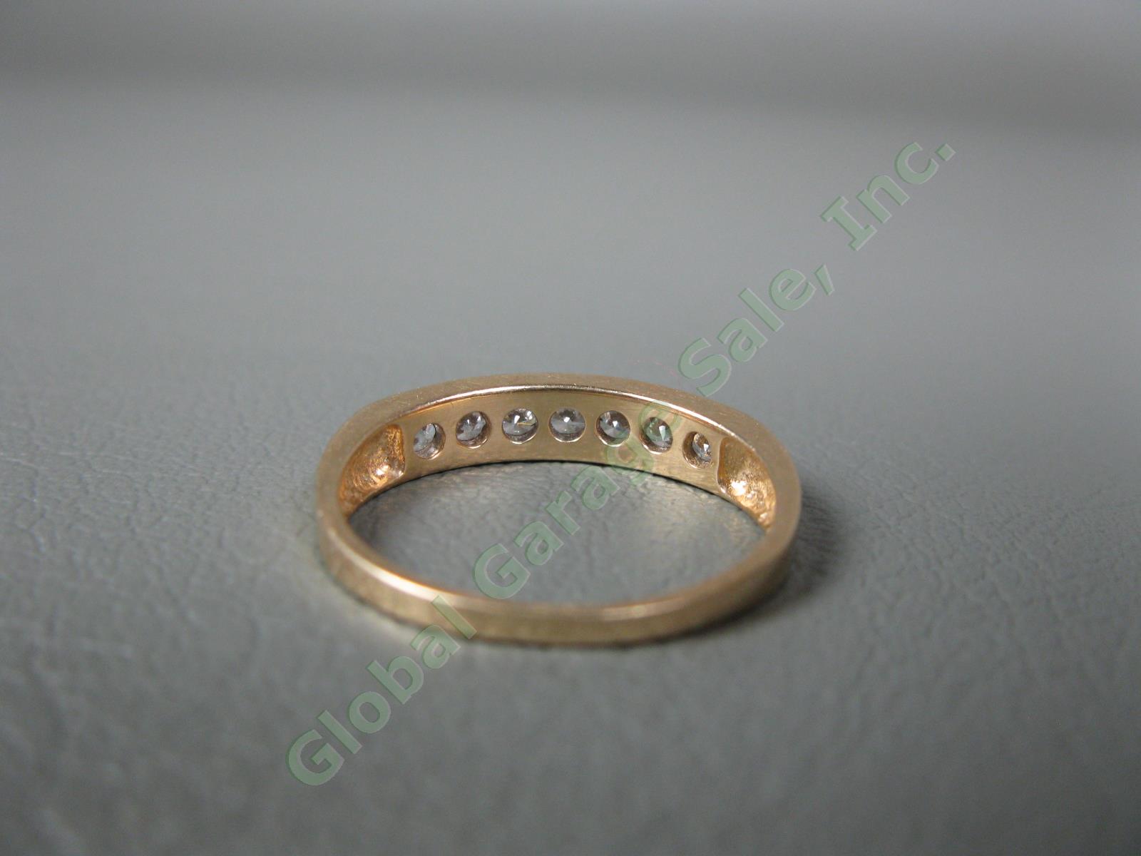 14K Yellow Gold CZ 7-Stud Cubic Zirconia Size 7-1/4 Wedding Band Ring 2.4 Grams 2