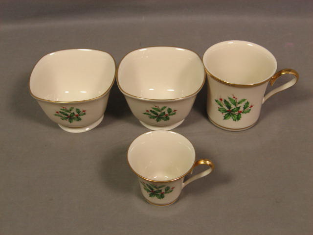 Lenox Holiday Holly Picture Frame Cups Treat Bowls Dish 4