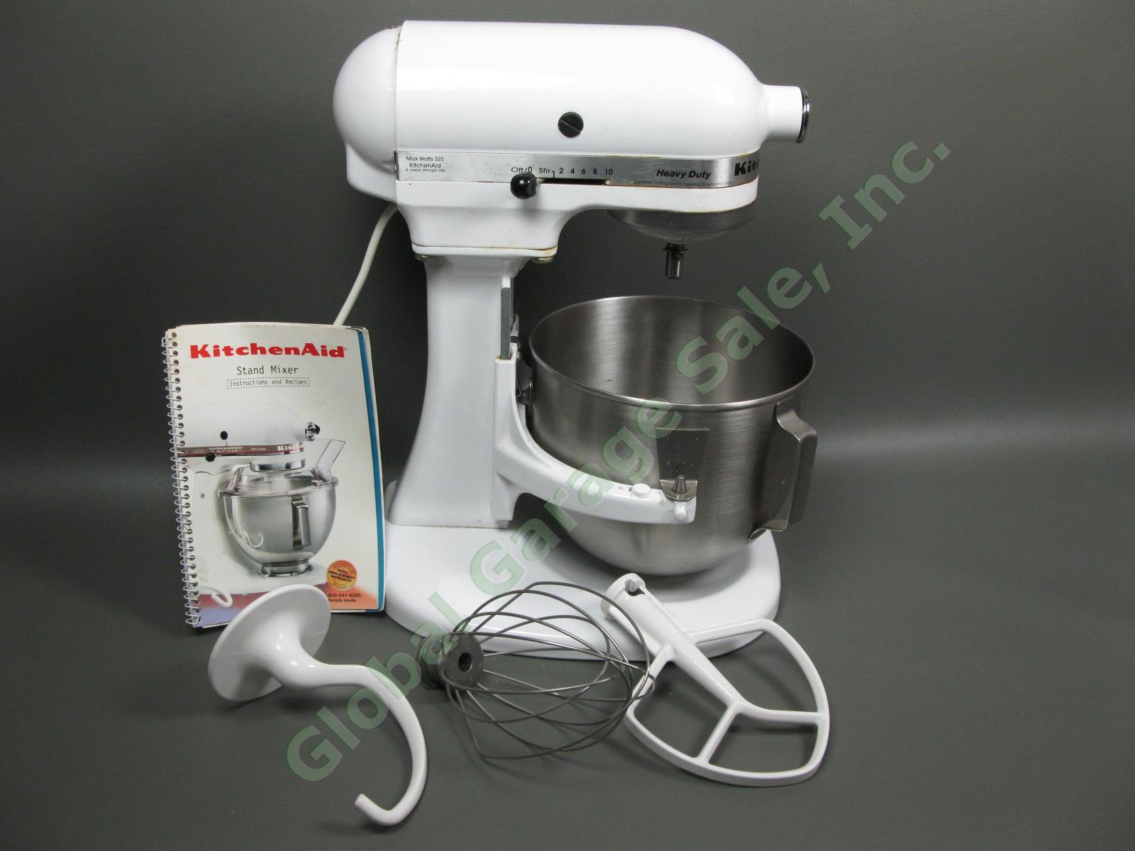 KitchenAid K5SSWH Heavy Duty Ivory Countertop Stand 10-Speed Mixer Set Tested NR