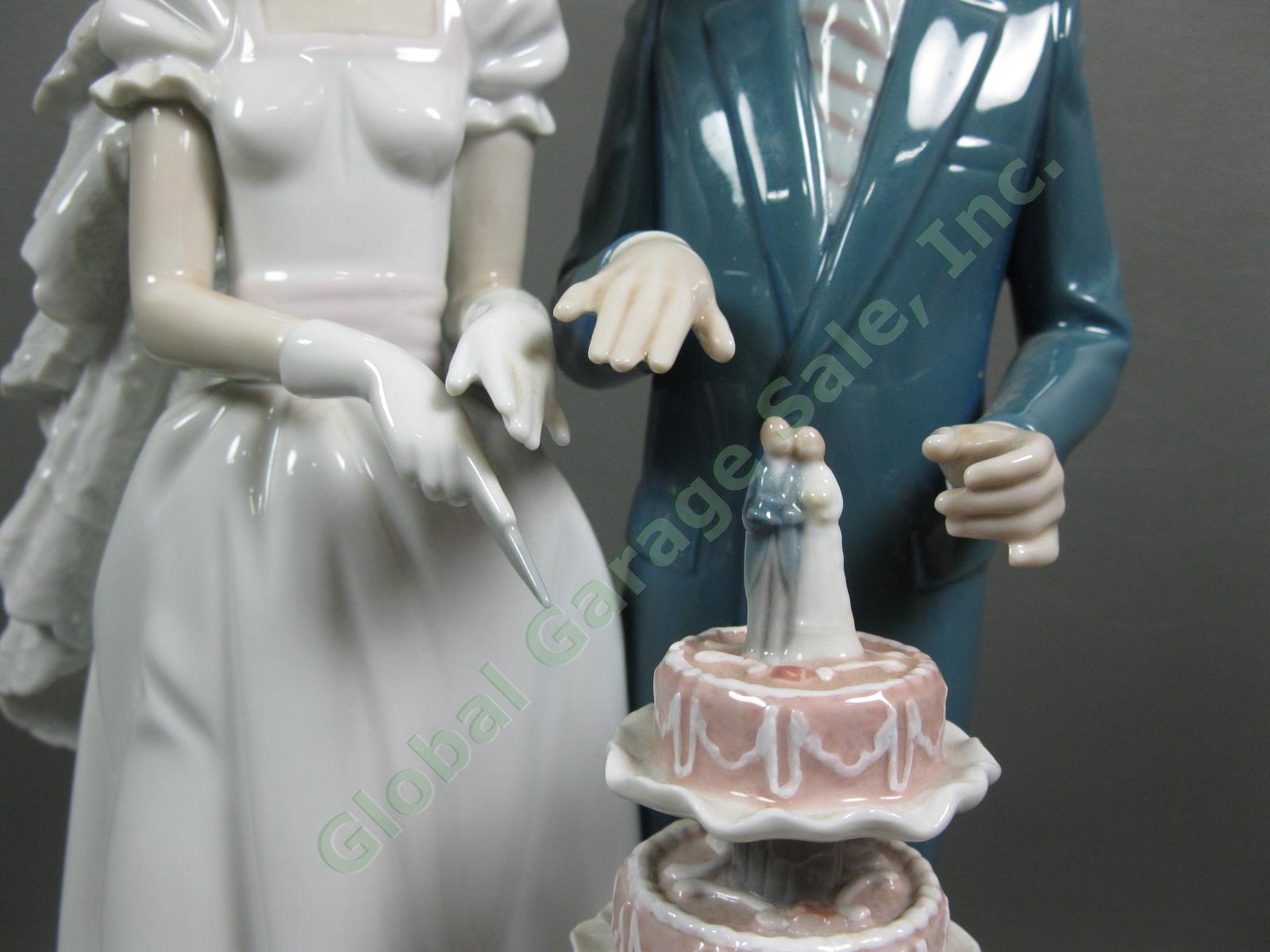 Retired LLadro 5587 Wedding Day Cake Bride Groom Large 13" Porcelain Figurine 2