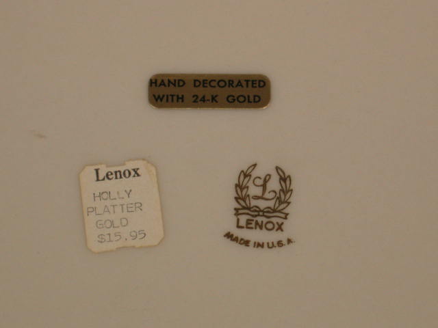 3 Lenox Holiday Holly 24K Gold Platters Serving Trays 3