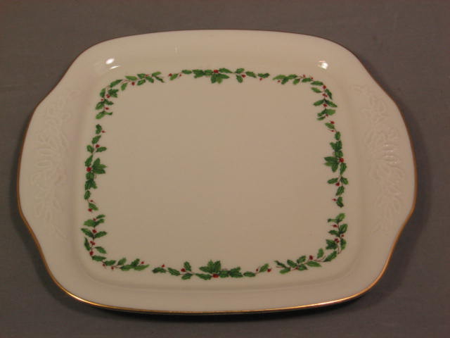 3 Lenox Holiday Holly 24K Gold Platters Serving Trays 4