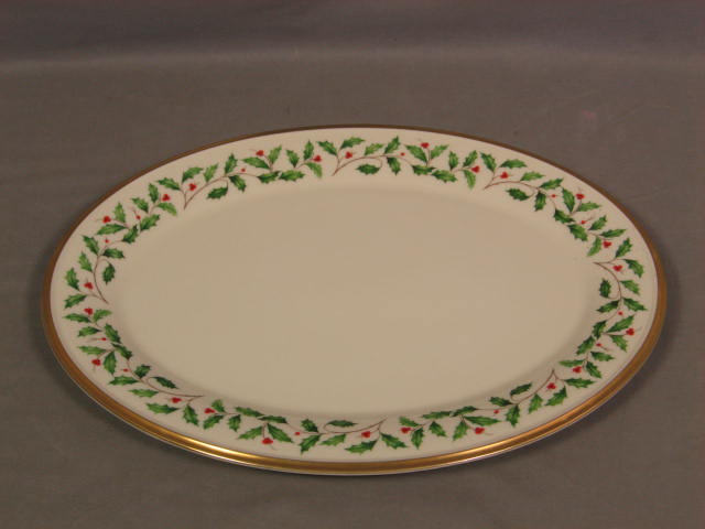 3 Lenox Holiday Holly 24K Gold Platters Serving Trays 7