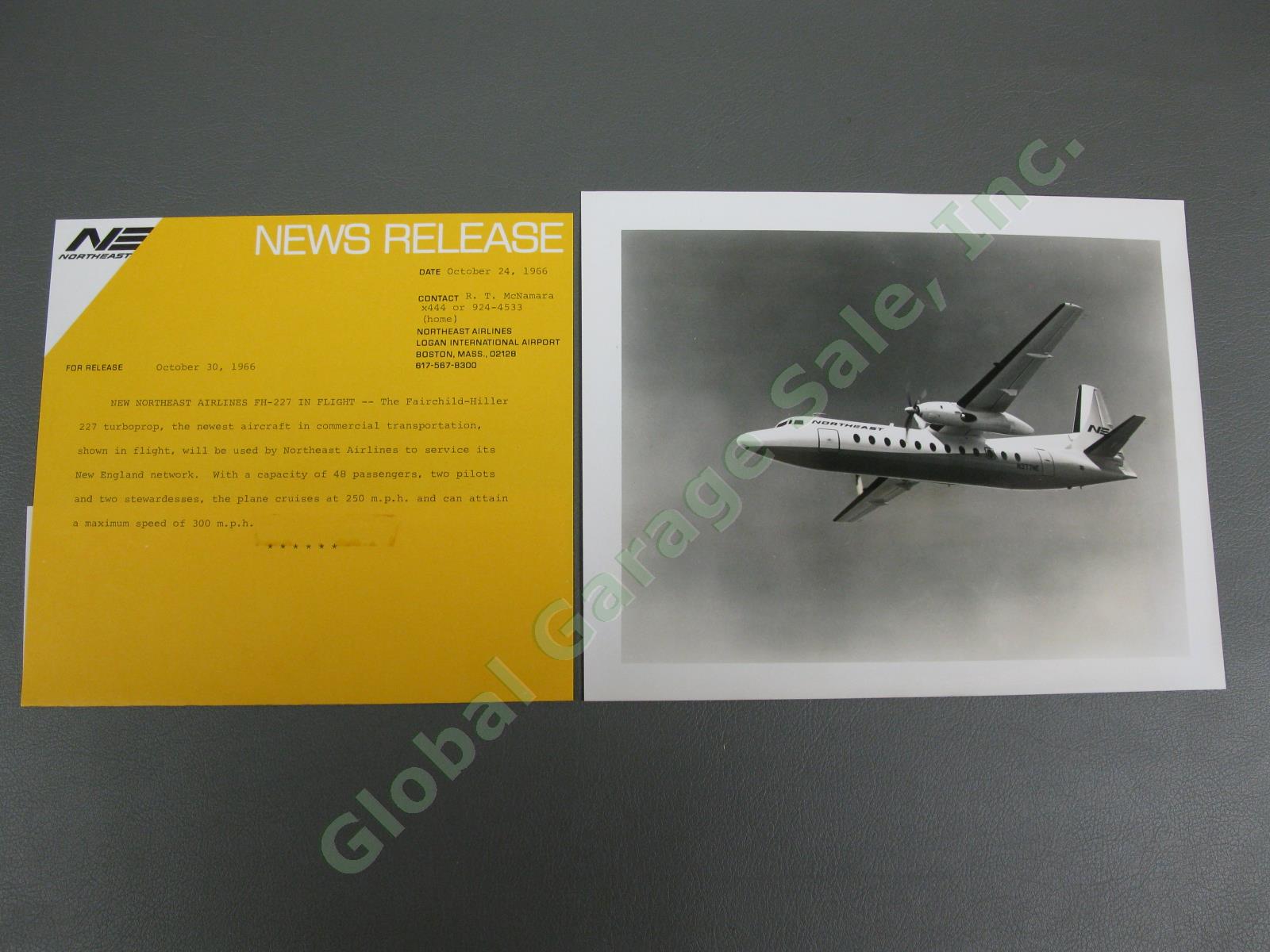 1966 Northeast Airlines FH-227 NE946 Yellowbird Press Kit Boston Vermont Flight 8