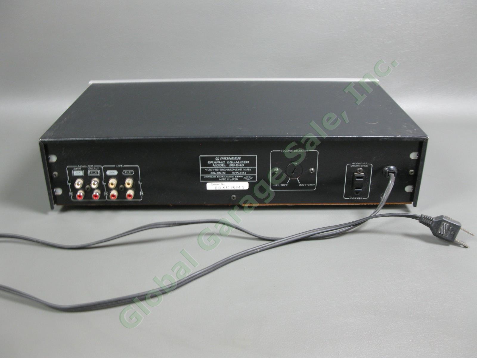 Vintage Pioneer Model SG-540 7-Band Stereo Graphic Equalizer 120v Tested Working 2