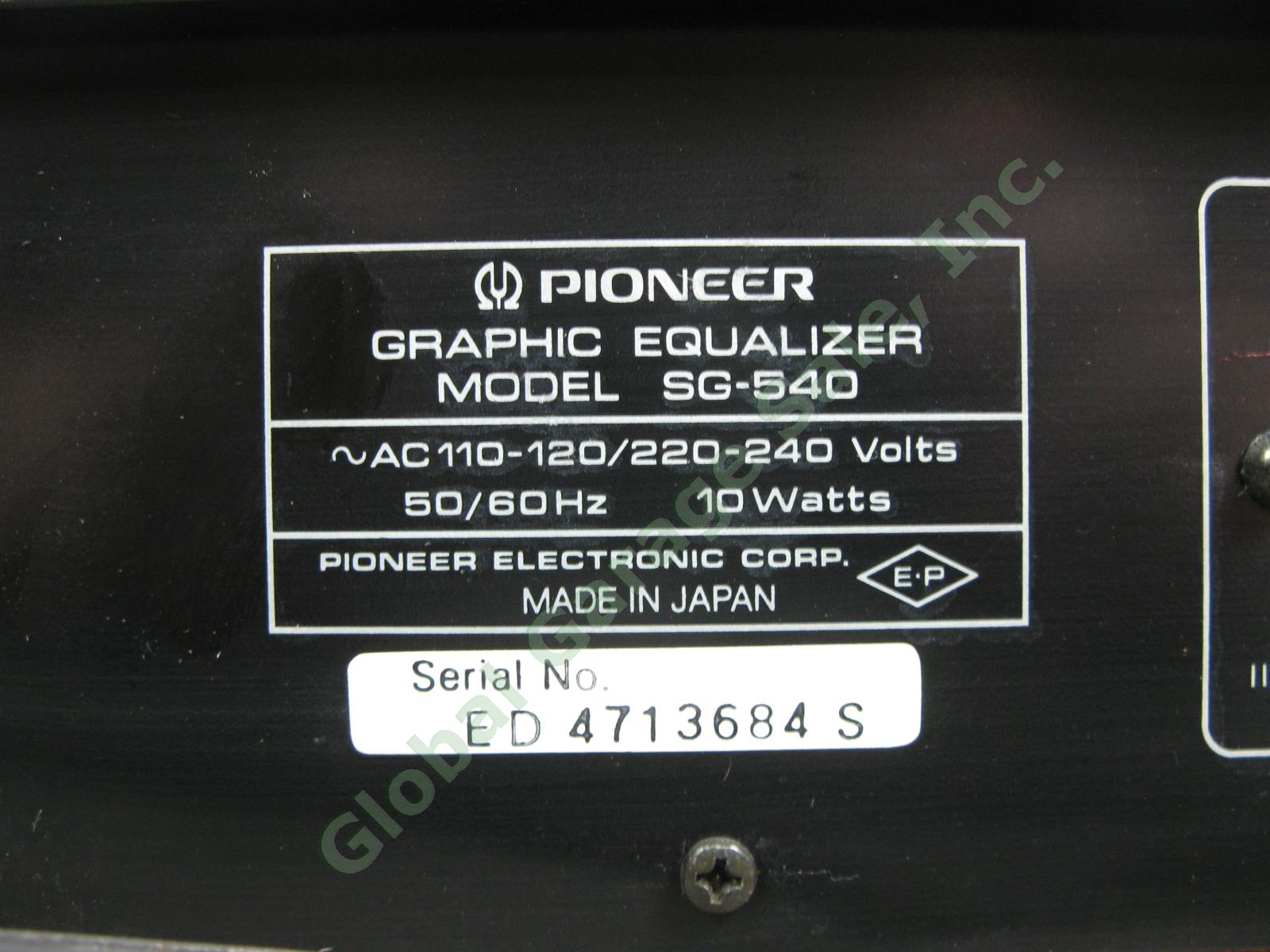 Vintage Pioneer Model SG-540 7-Band Stereo Graphic Equalizer 120v Tested Working 4