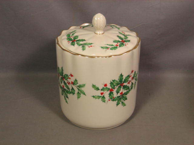 Lenox Holiday Covered Butter Dish + Biscuit Barrel Jar 1