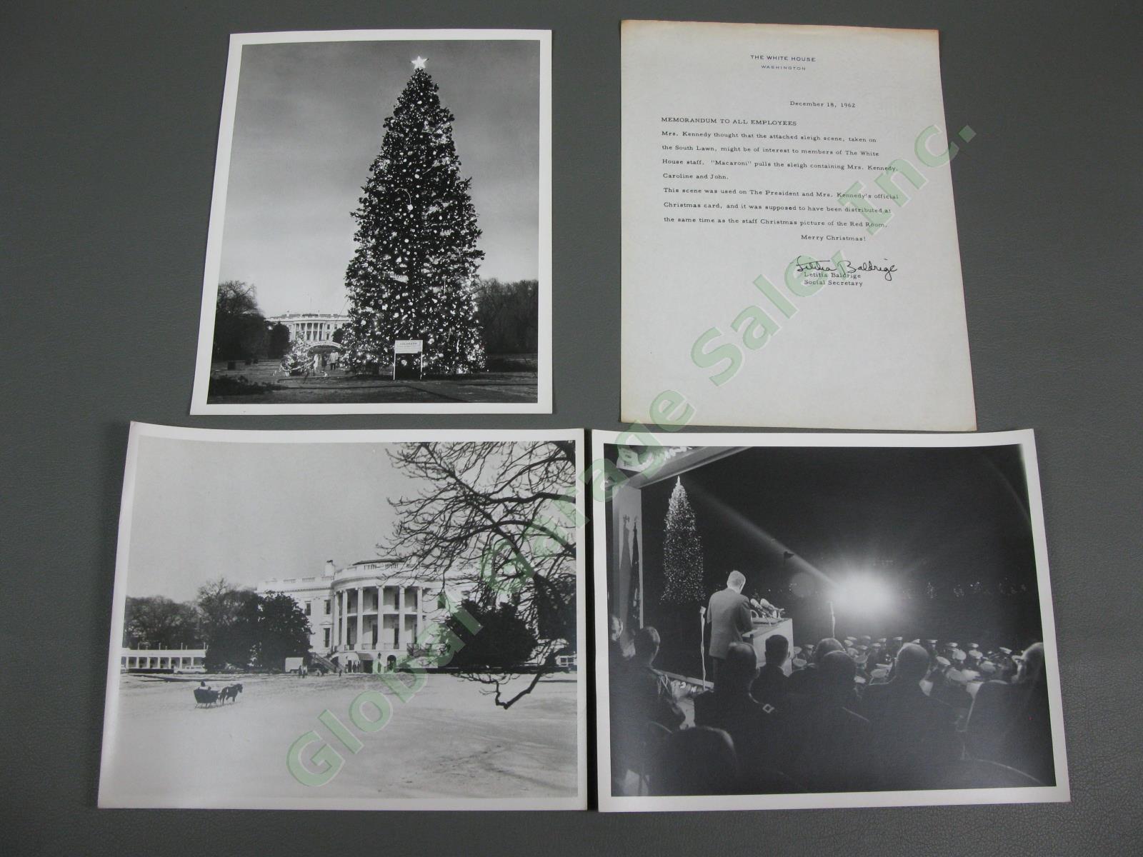 3 12/17/62 Abbie Rowe JFK White House Christmas Jackie Kennedy Tree Sleigh Photo