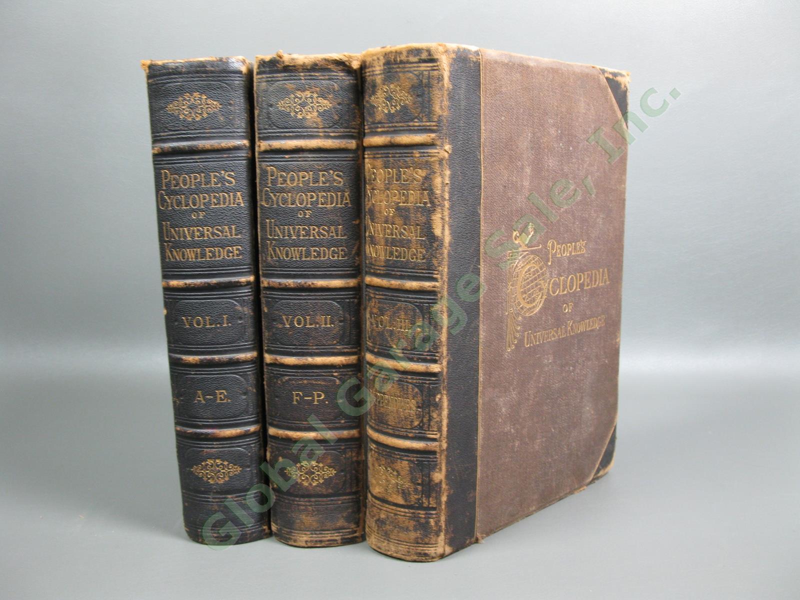 1883 Peoples Cyclopedia Universal Knowledge Vol 1-3 Illustrated Encyclopedia Set