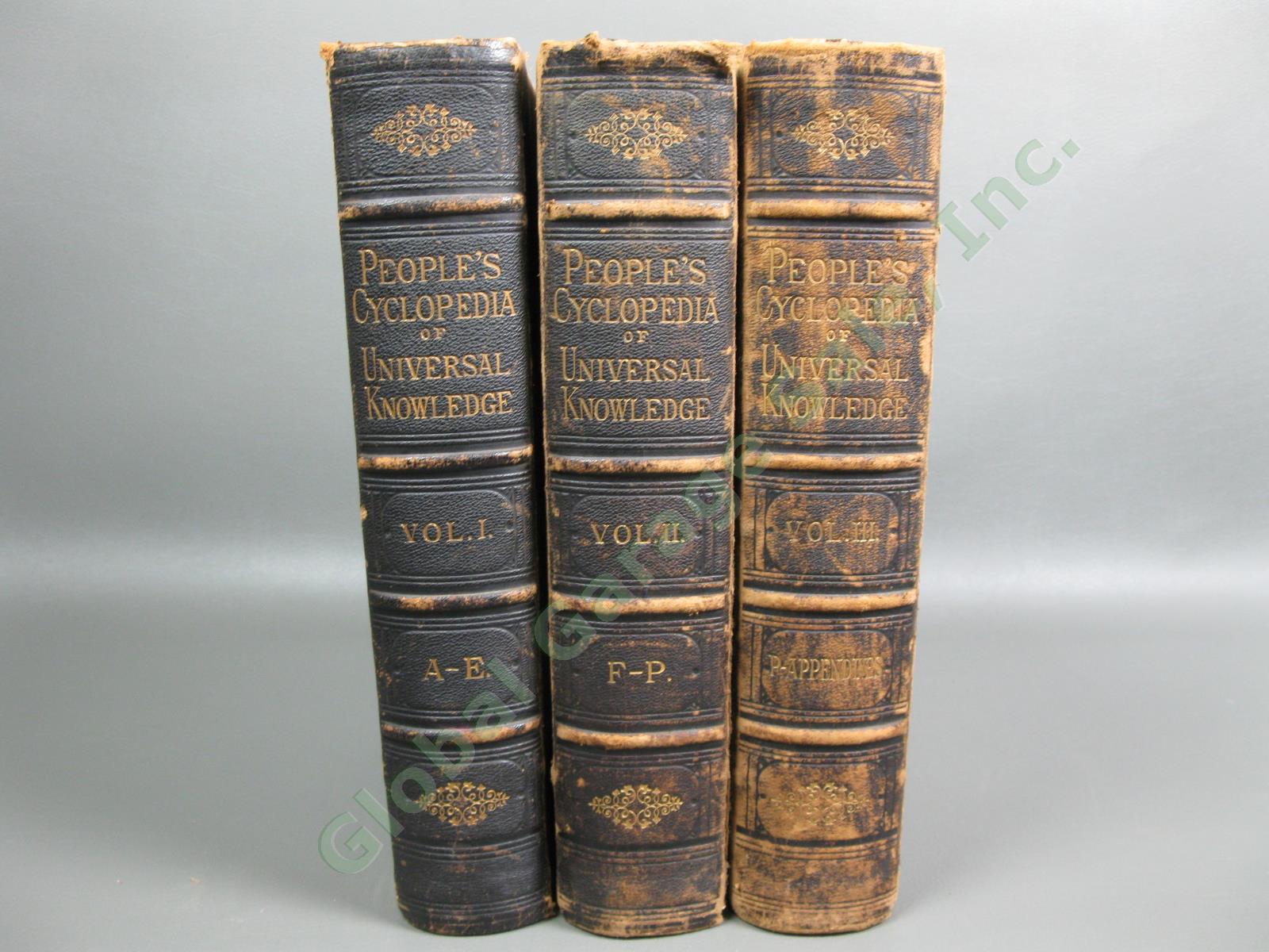 1883 Peoples Cyclopedia Universal Knowledge Vol 1-3 Illustrated Encyclopedia Set 1