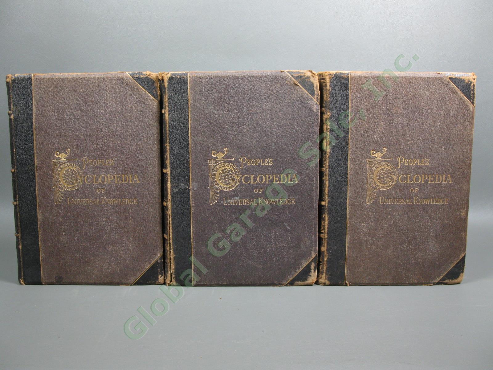 1883 Peoples Cyclopedia Universal Knowledge Vol 1-3 Illustrated Encyclopedia Set 2