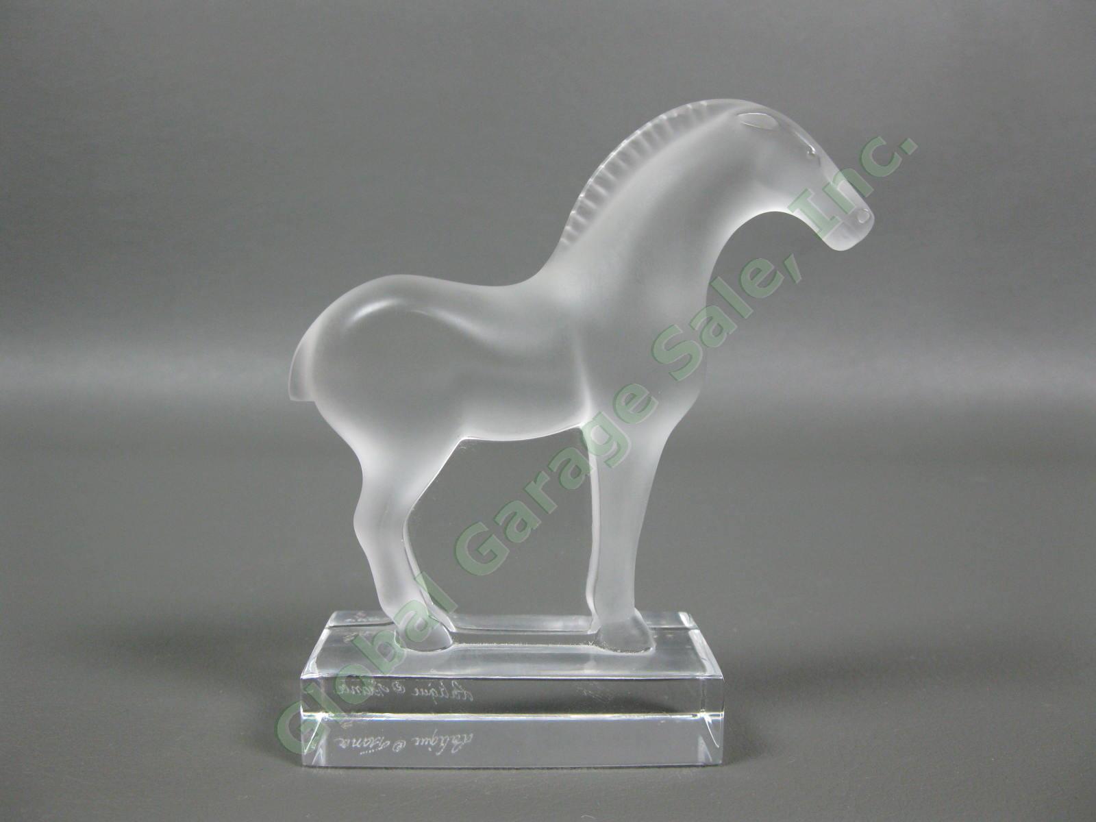 Lalique France Crystal Tang Horse Clear Glass 4" Figurine Paperweight Signed NR 1