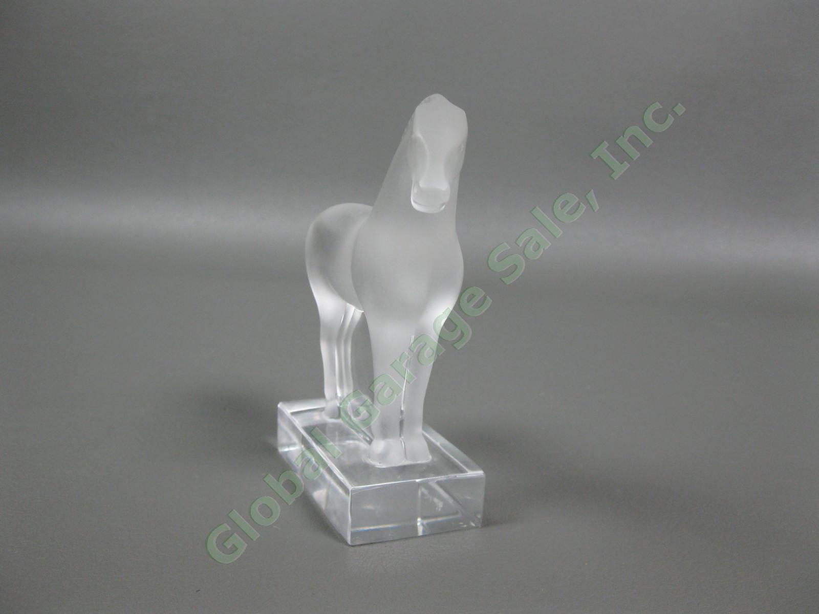 Lalique France Crystal Tang Horse Clear Glass 4" Figurine Paperweight Signed NR 3