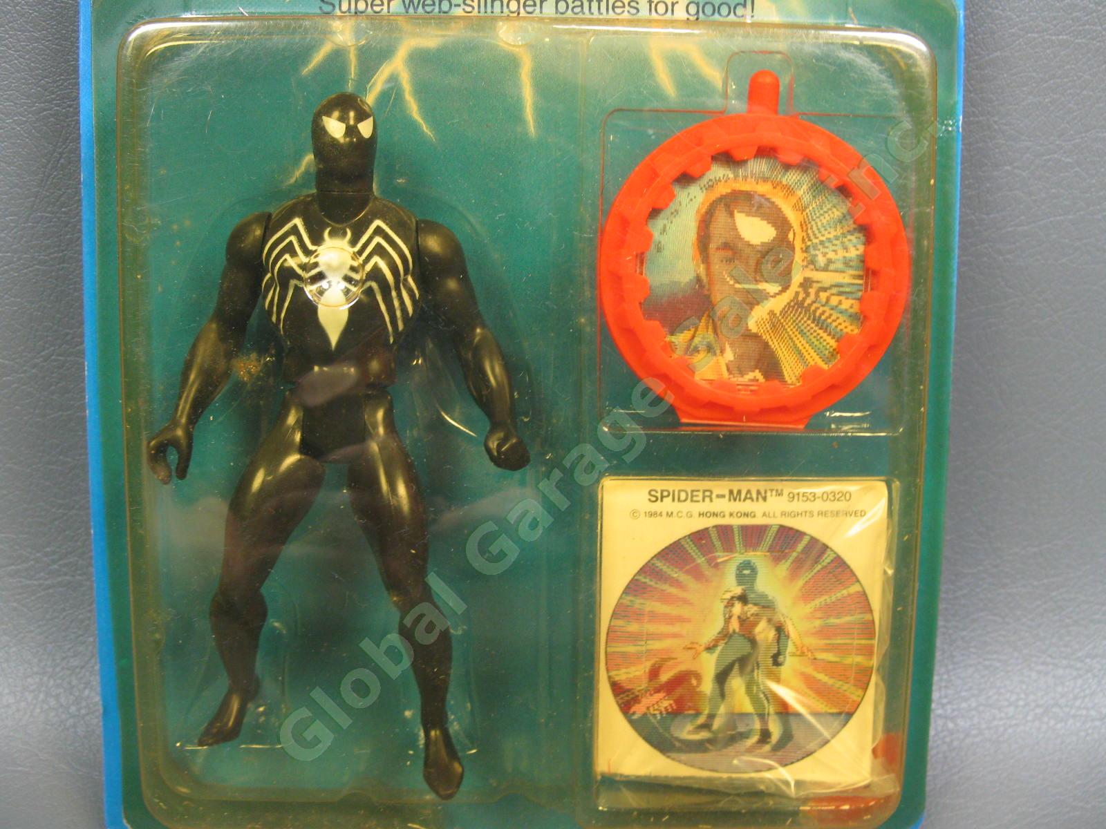 1984 Marvel Super Hero Secret Wars Spiderman Black Costume Shield Figure Mattel 1