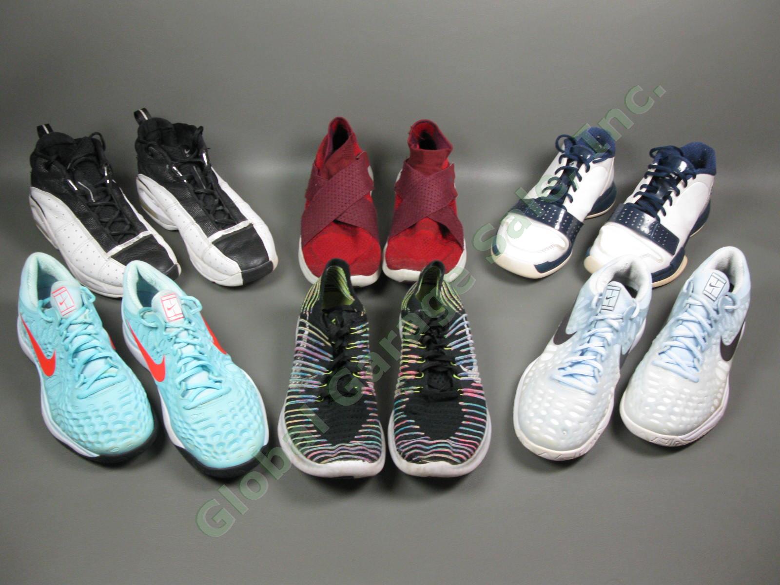 6 Pair Mens Nike Athletic Shoe Sneaker Lot Sz 8-11 Air Zoom Cage Jordan Flyknit
