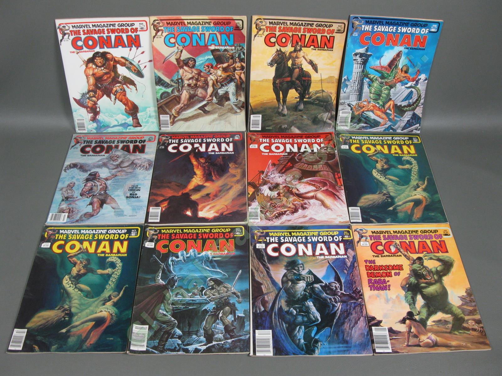 90 1975-1990 Savage Sword Conan The Barbarian #7-179 Bronze Age Comic Book Lot 4