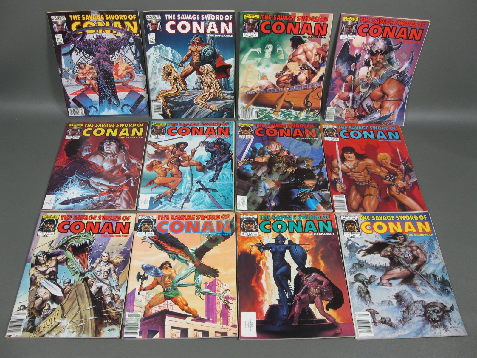 90 1975-1990 Savage Sword Conan The Barbarian #7-179 Bronze Age Comic Book Lot 6