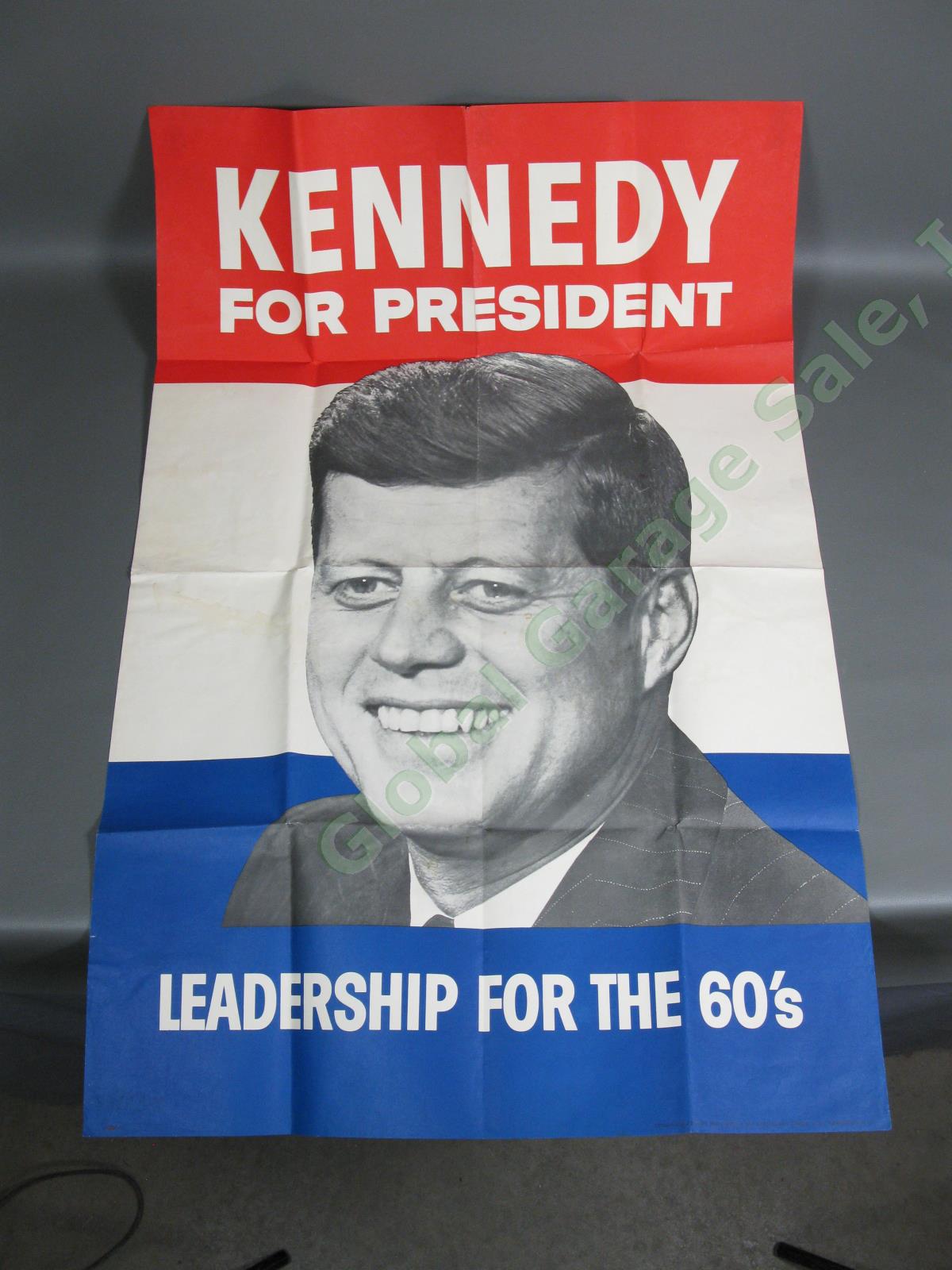 43x27 Original JFK John F Kennedy 1960 Leadership For The 60s Campaign Poster NR