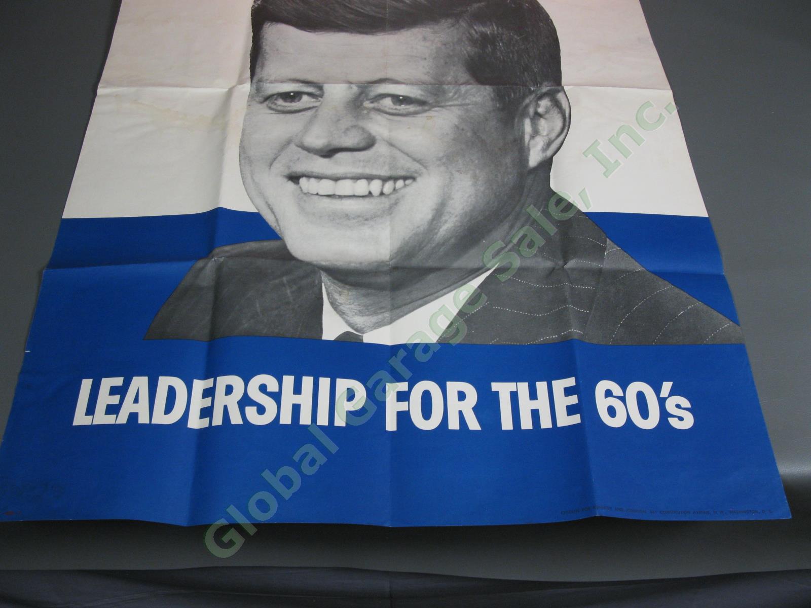 43x27 Original JFK John F Kennedy 1960 Leadership For The 60s Campaign Poster NR 3