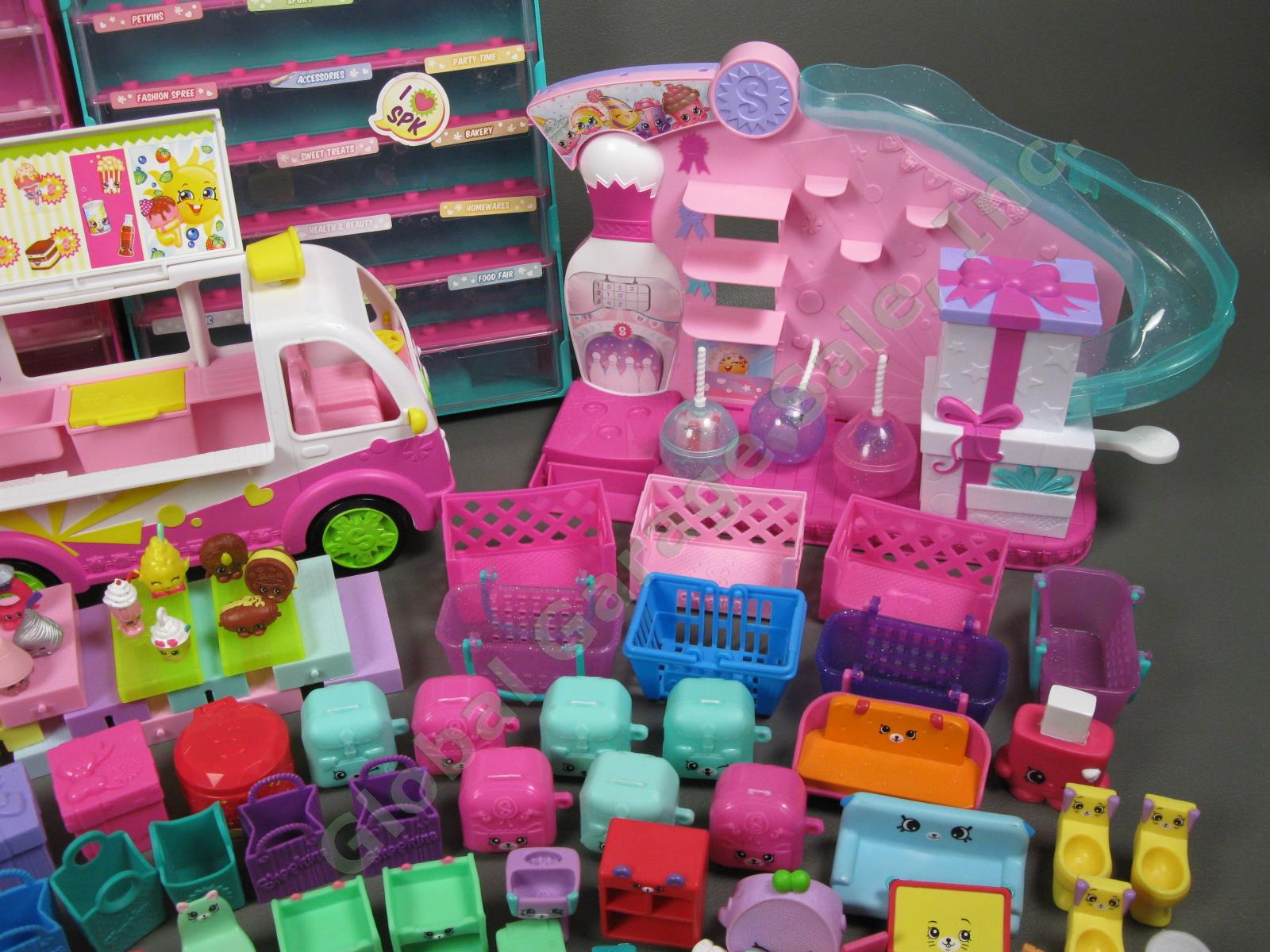 HUGE 300+ Shopkins Figurine Happy Places Makeup Arcade Playset Case Lot Moose NR 5