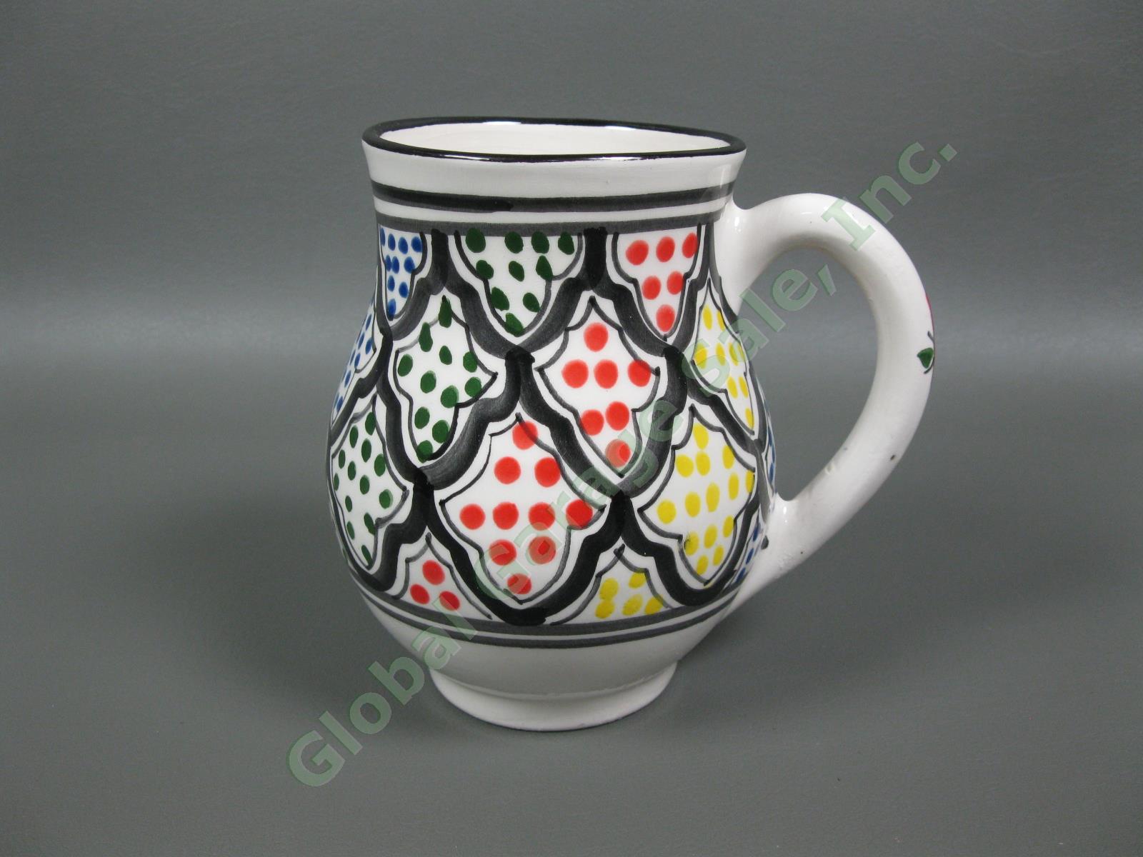 Le Souk Ceramique Large Hand Painted Mug Goblet Pitcher Tunisia Africa Stoneware