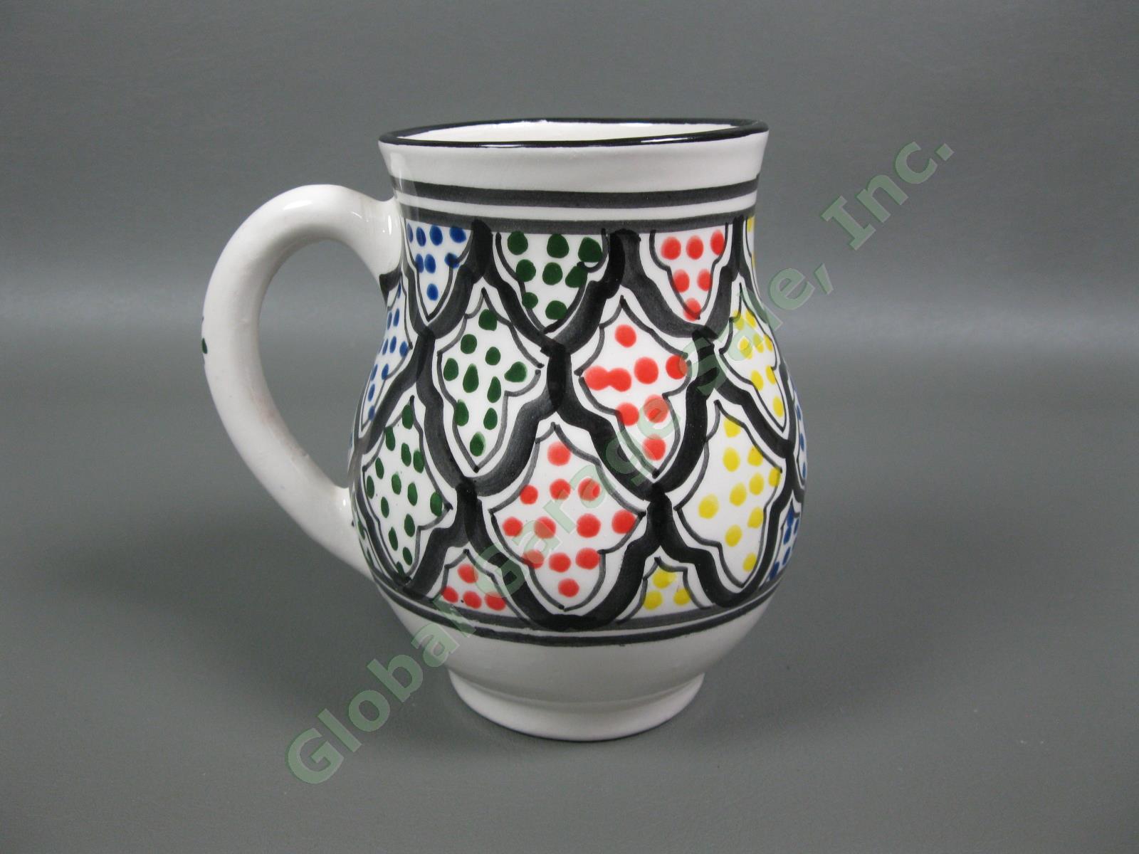 Le Souk Ceramique Large Hand Painted Mug Goblet Pitcher Tunisia Africa Stoneware 1