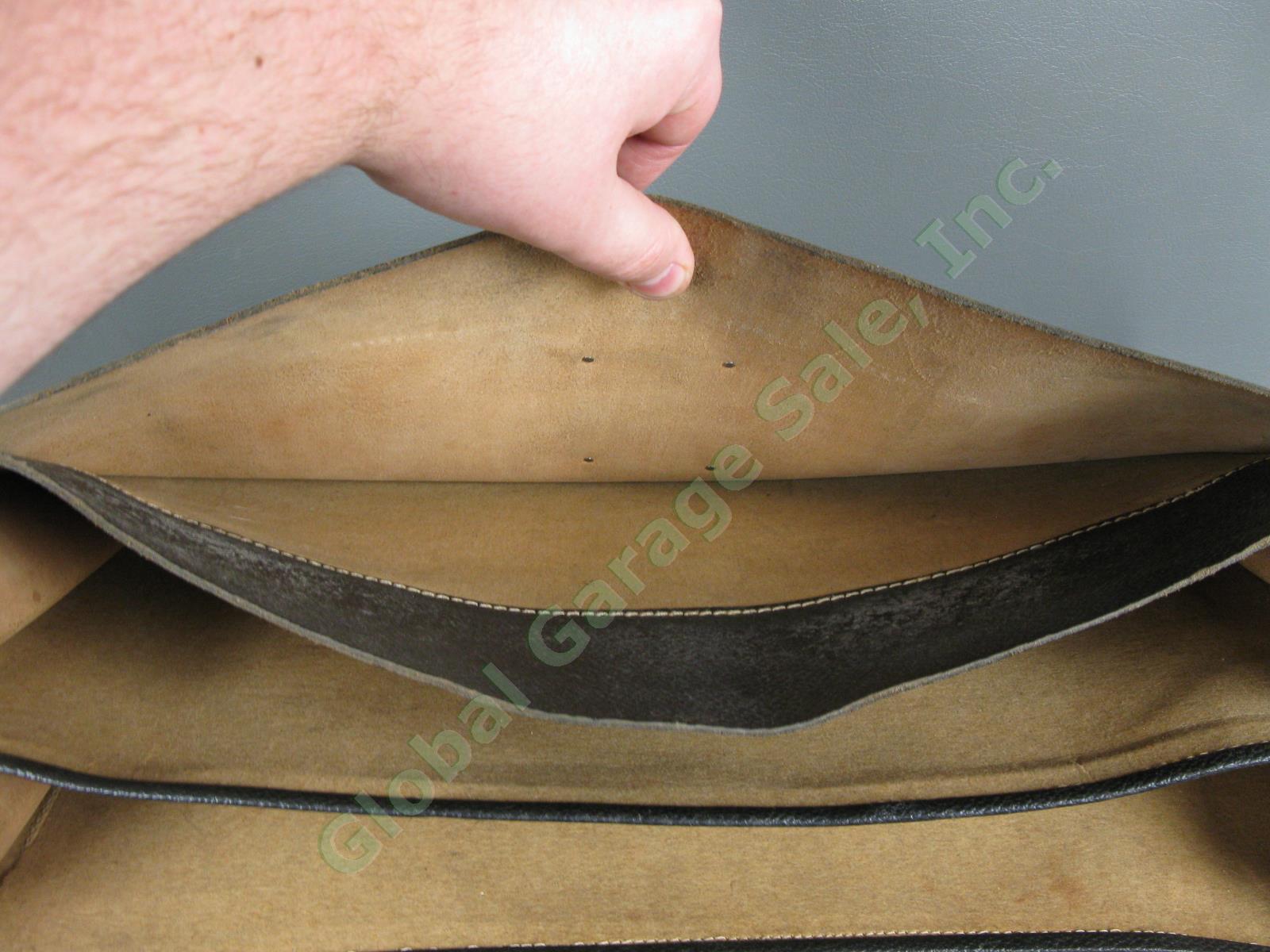 Original WWII US Army Captain Type-1 Navigator Leather Gusset Briefcase Bag NR 8